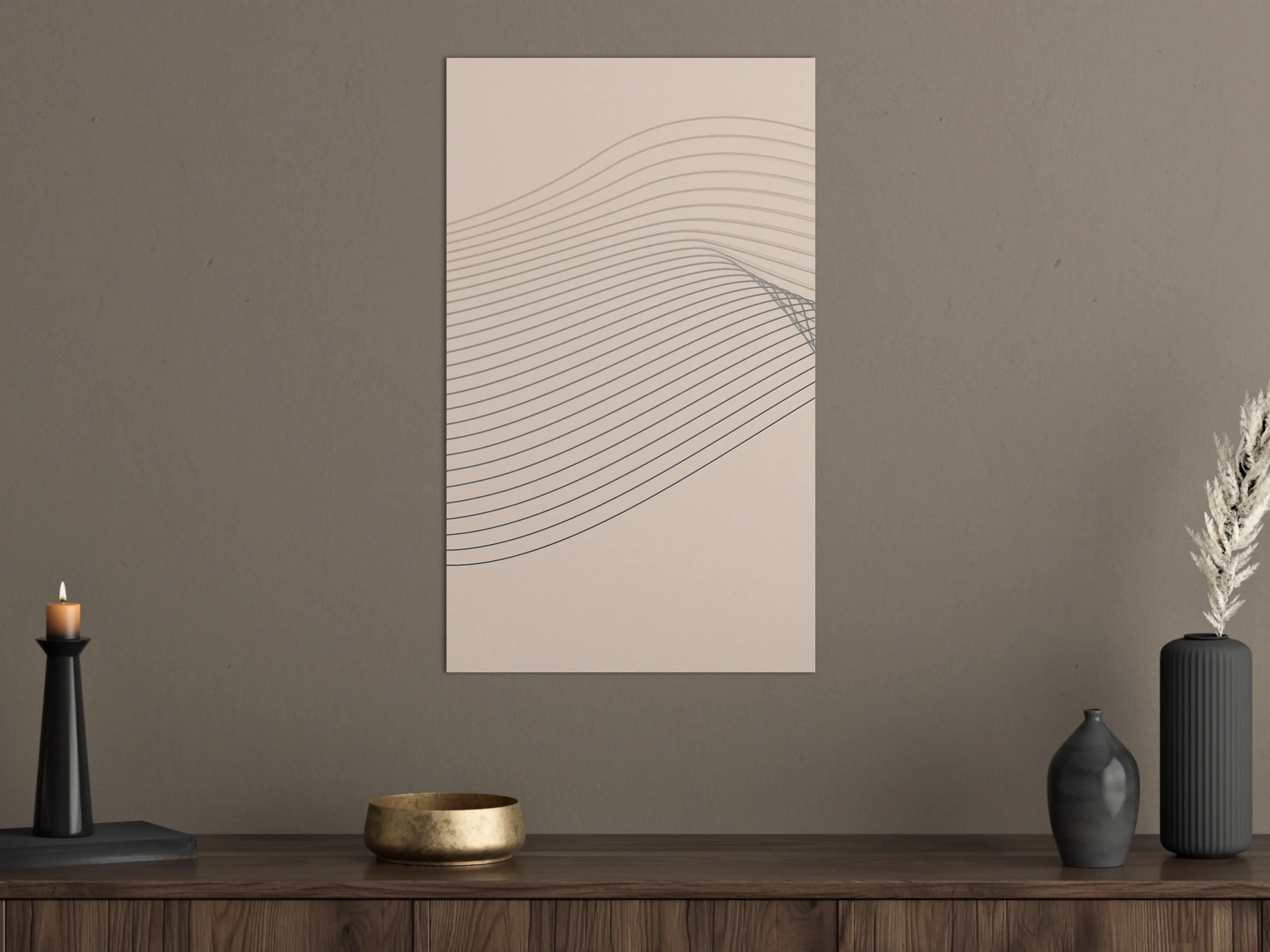 Große Wandbilder - Elegante beige Linienzeichnung