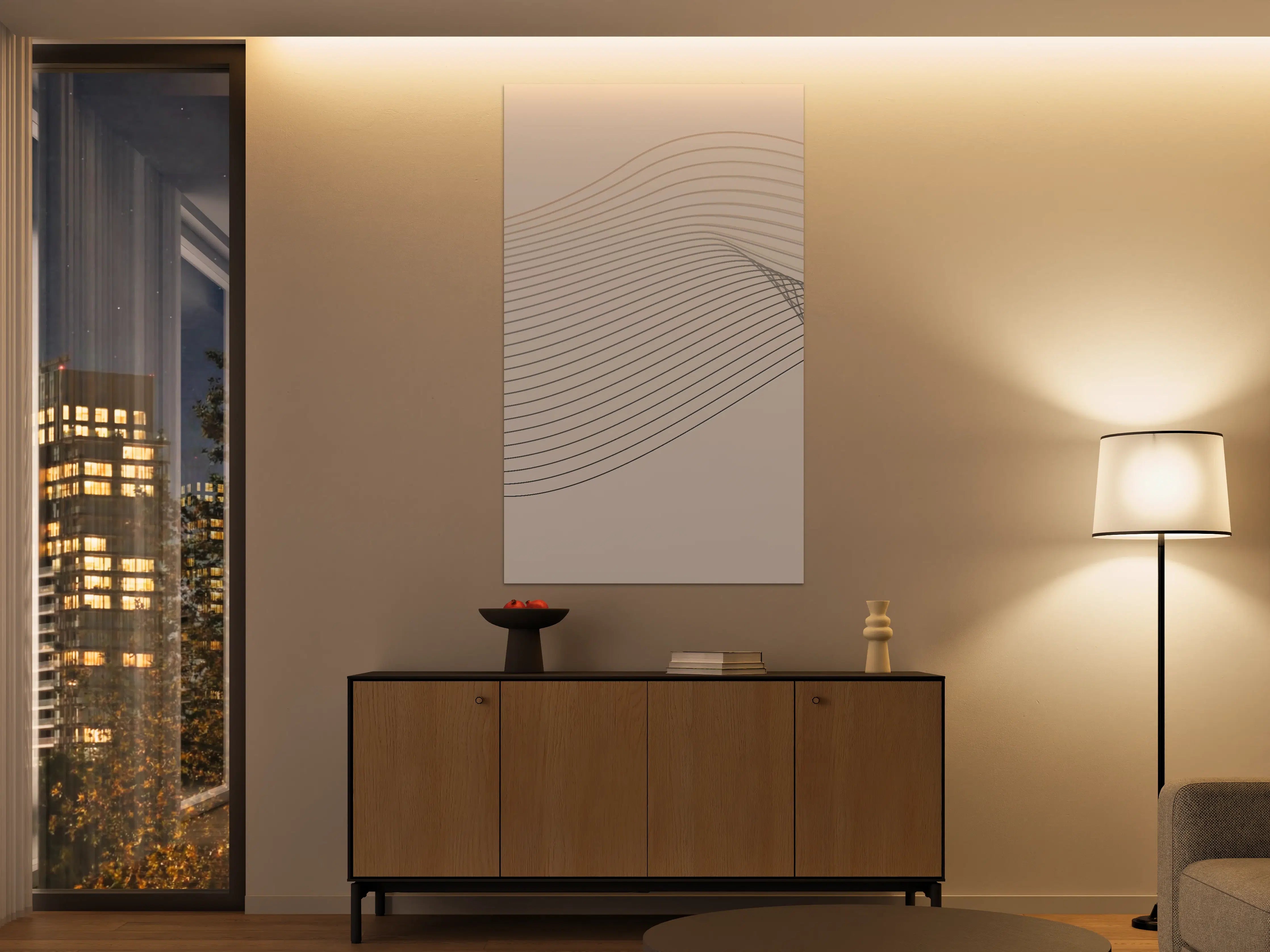 Große Wandbilder - Elegante beige Linienzeichnung