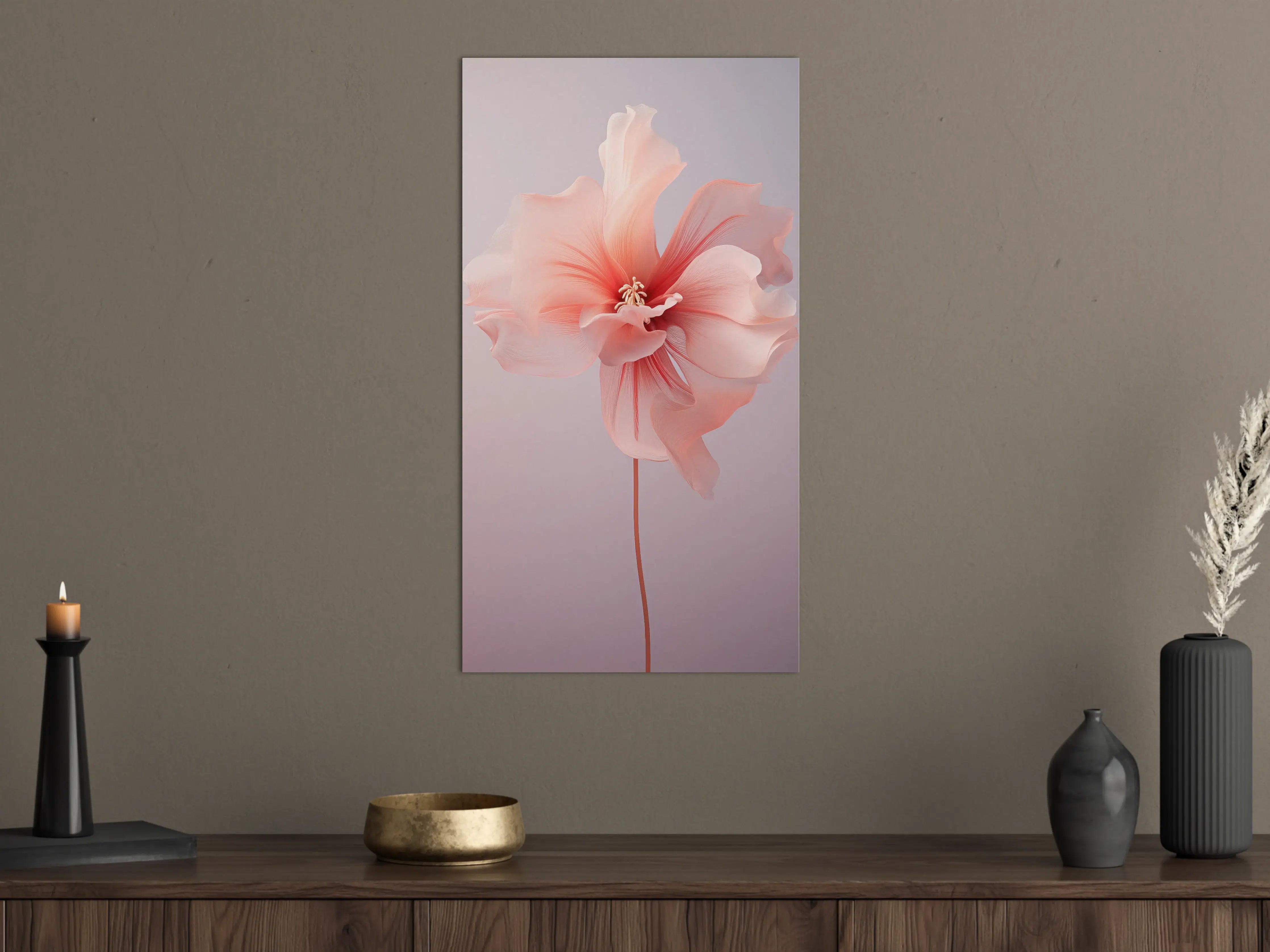 Große Wandbilder - Elegante rosa Blume mit zarten, geschwungenen Blütenblättern