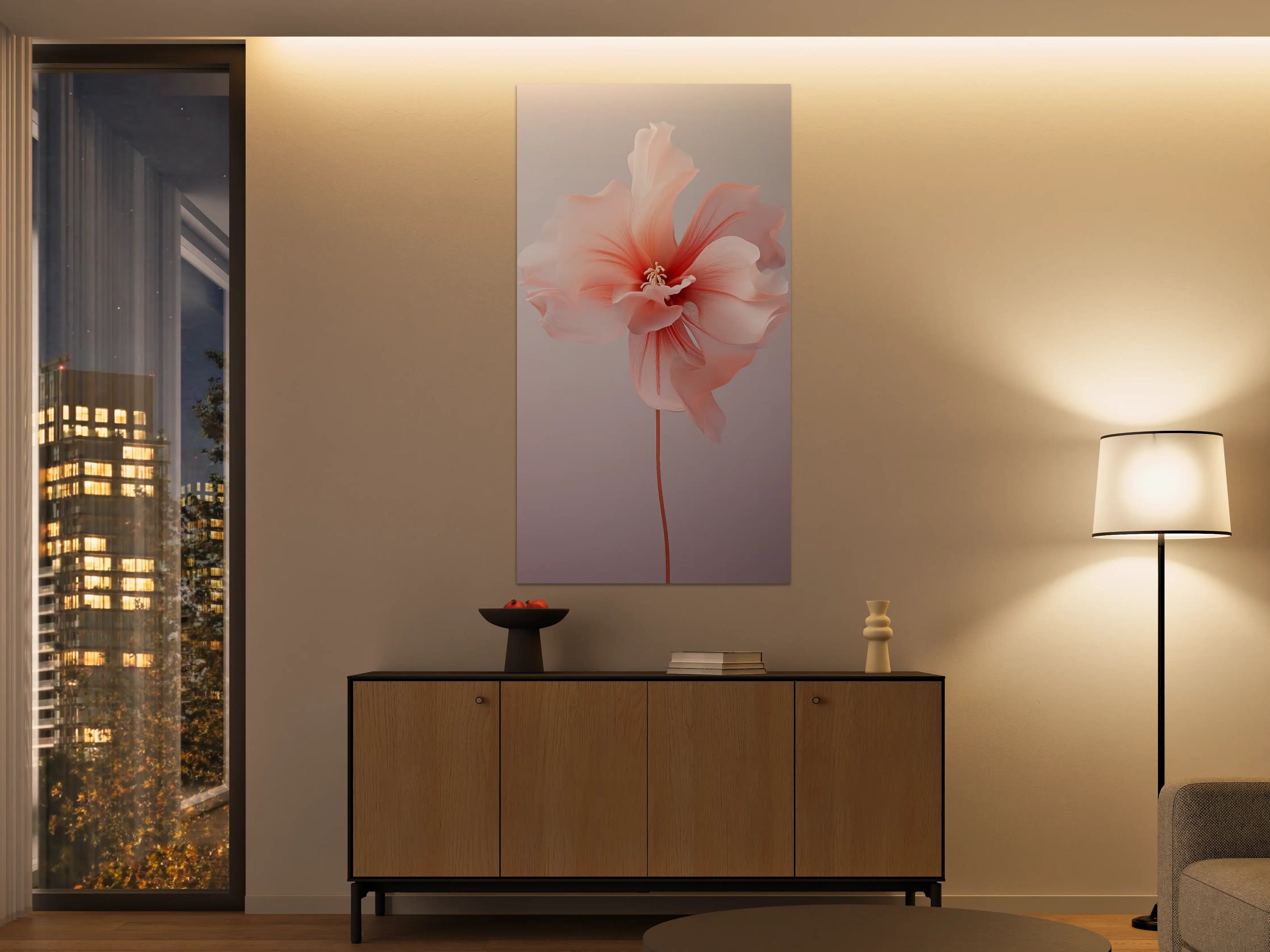 Große Wandbilder - Elegante rosa Blume mit zarten, geschwungenen Blütenblättern