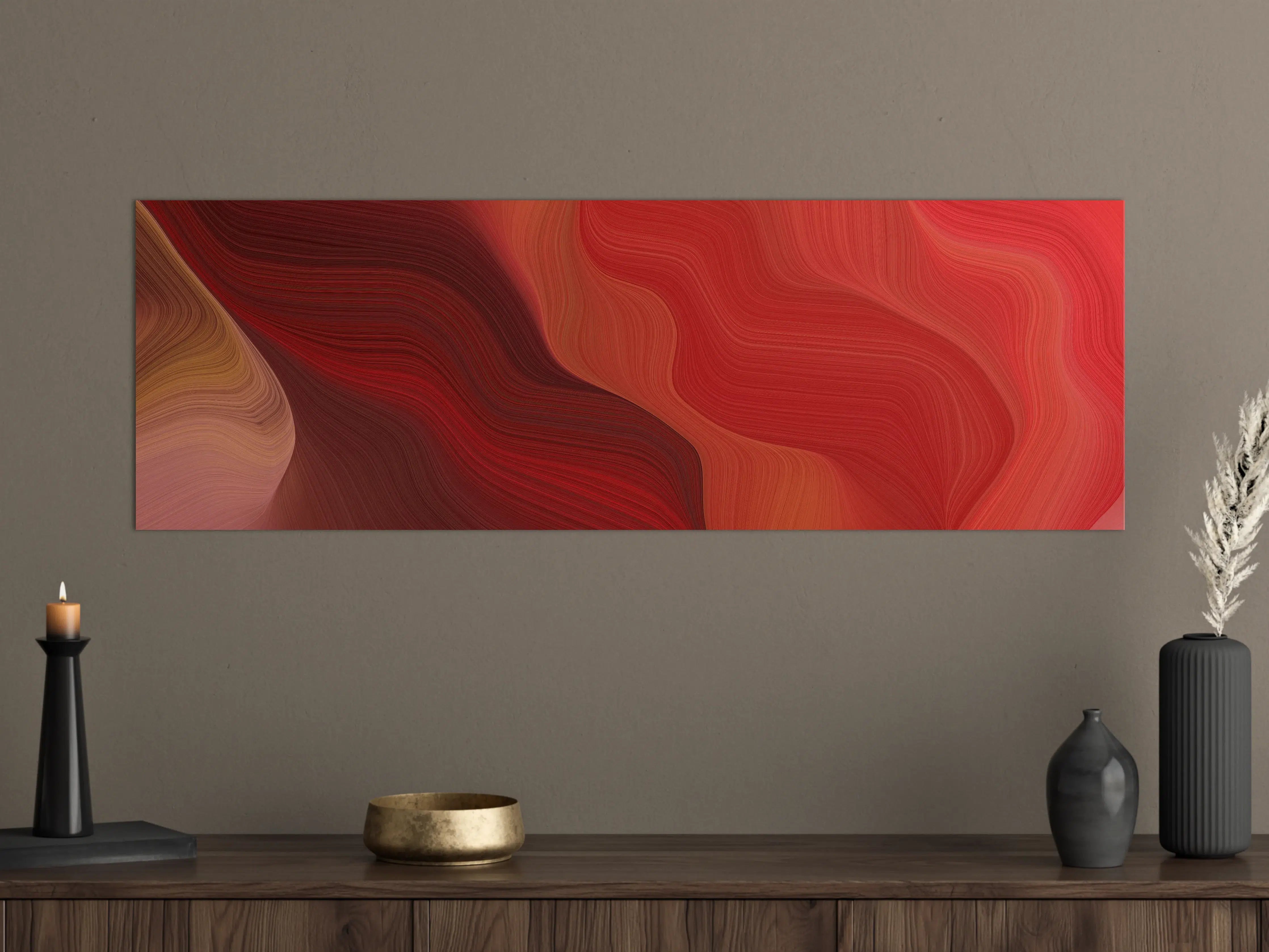 Große Wandbilder - Elegante rote Wellenbewegung in abstrakter Kunst