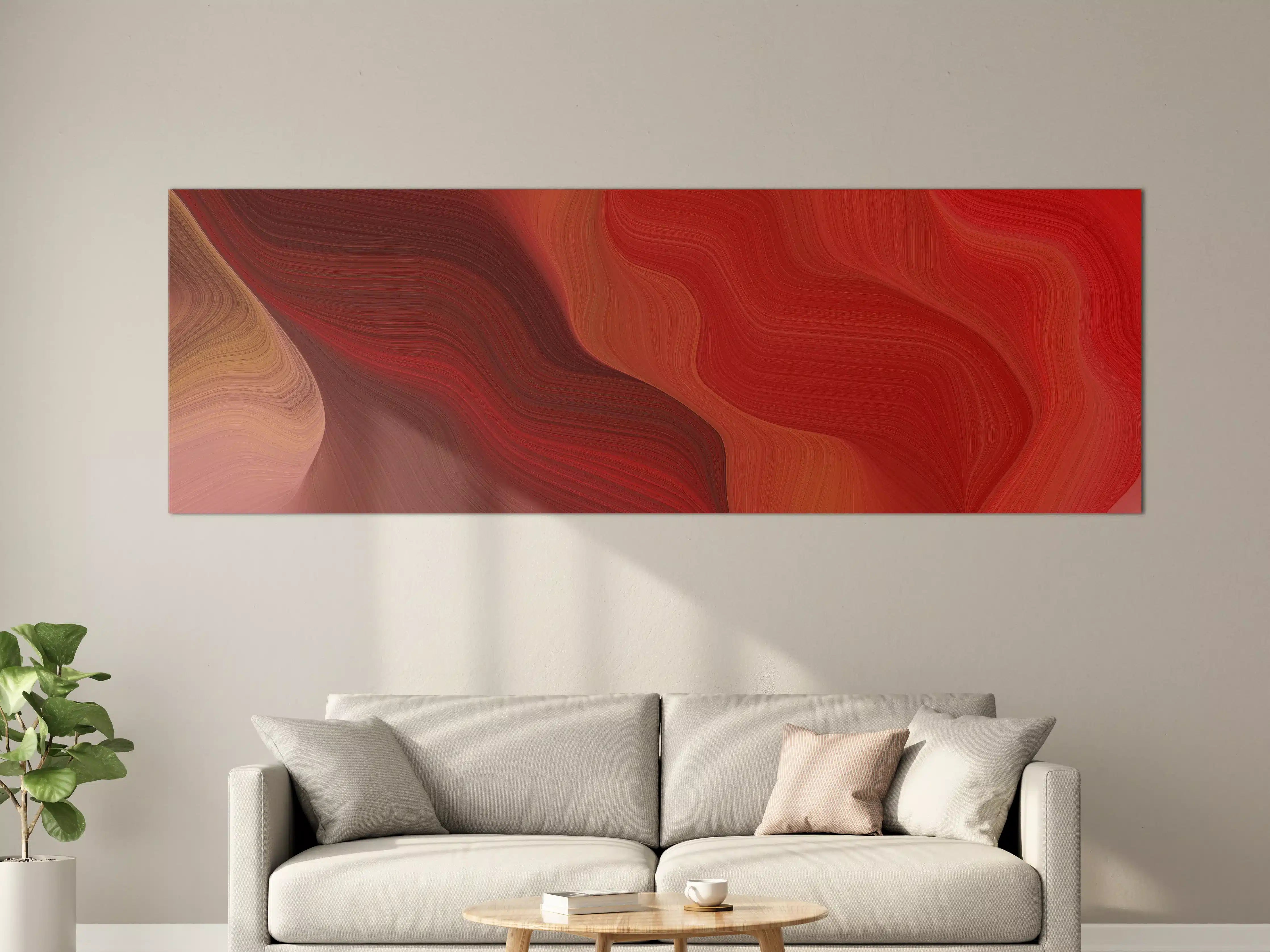 Große Wandbilder - Elegante rote Wellenbewegung in abstrakter Kunst