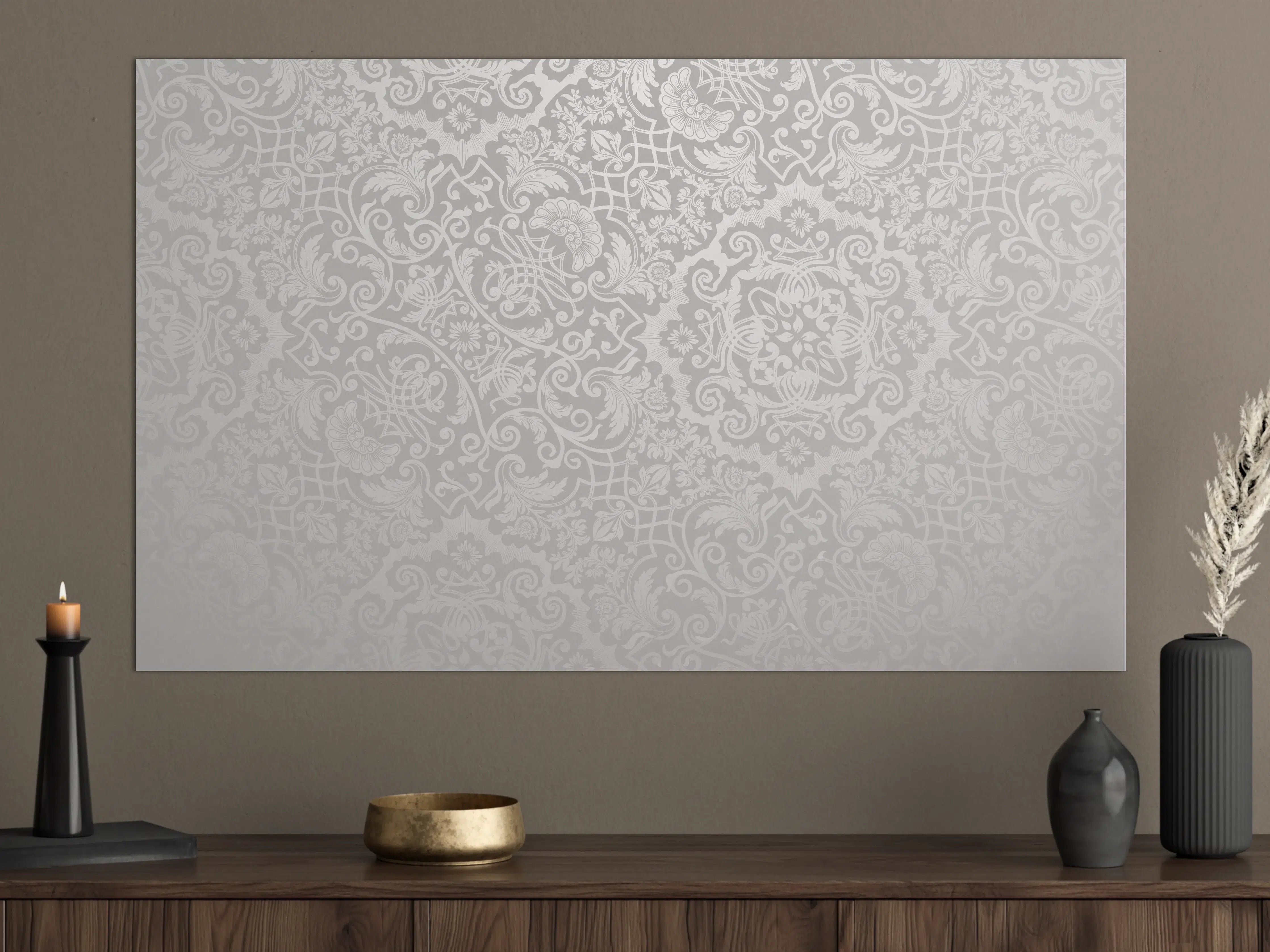 Große Wandbilder - Elegante weiß-graue Tapetenstruktur