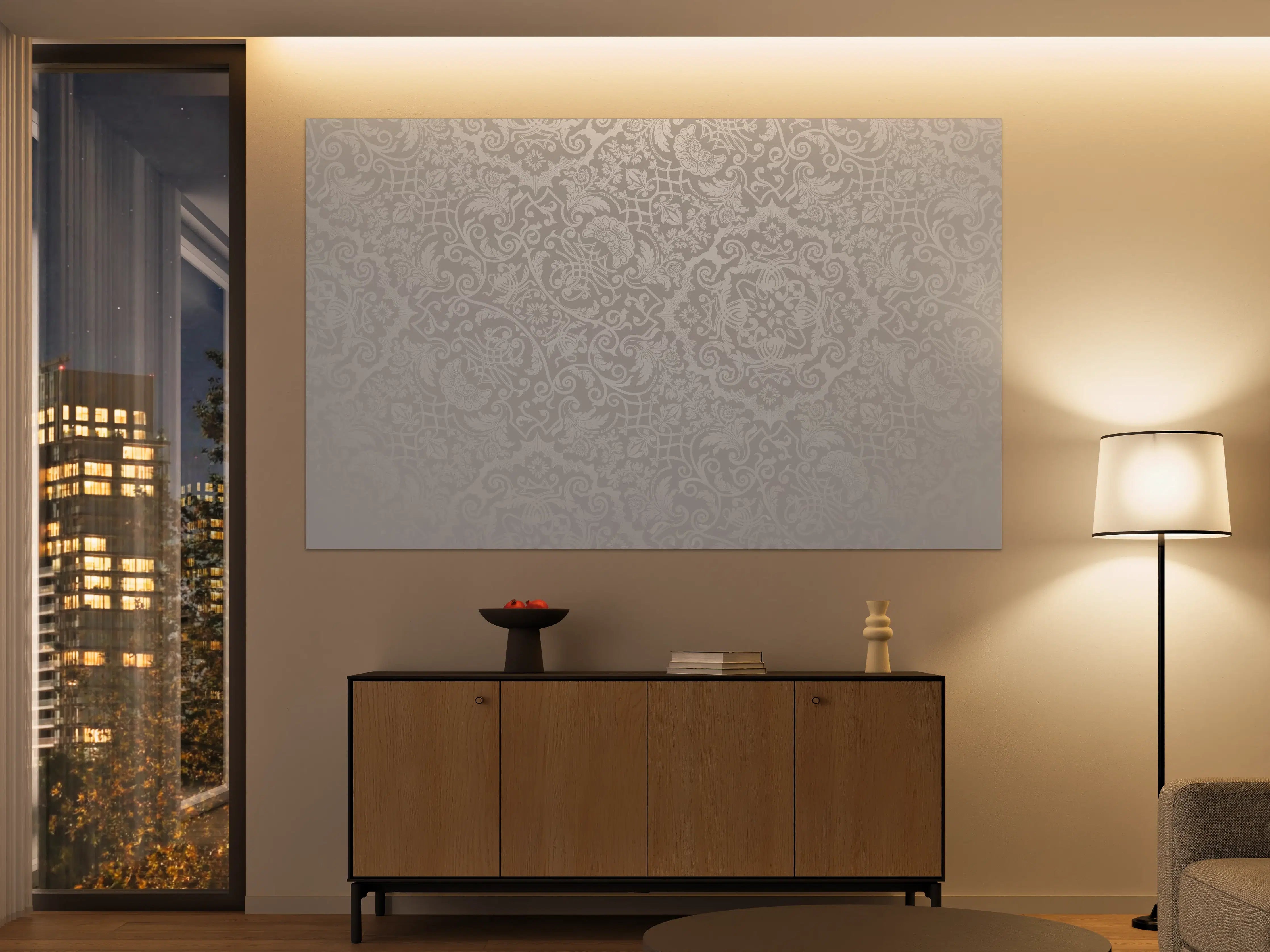 Große Wandbilder - Elegante weiß-graue Tapetenstruktur