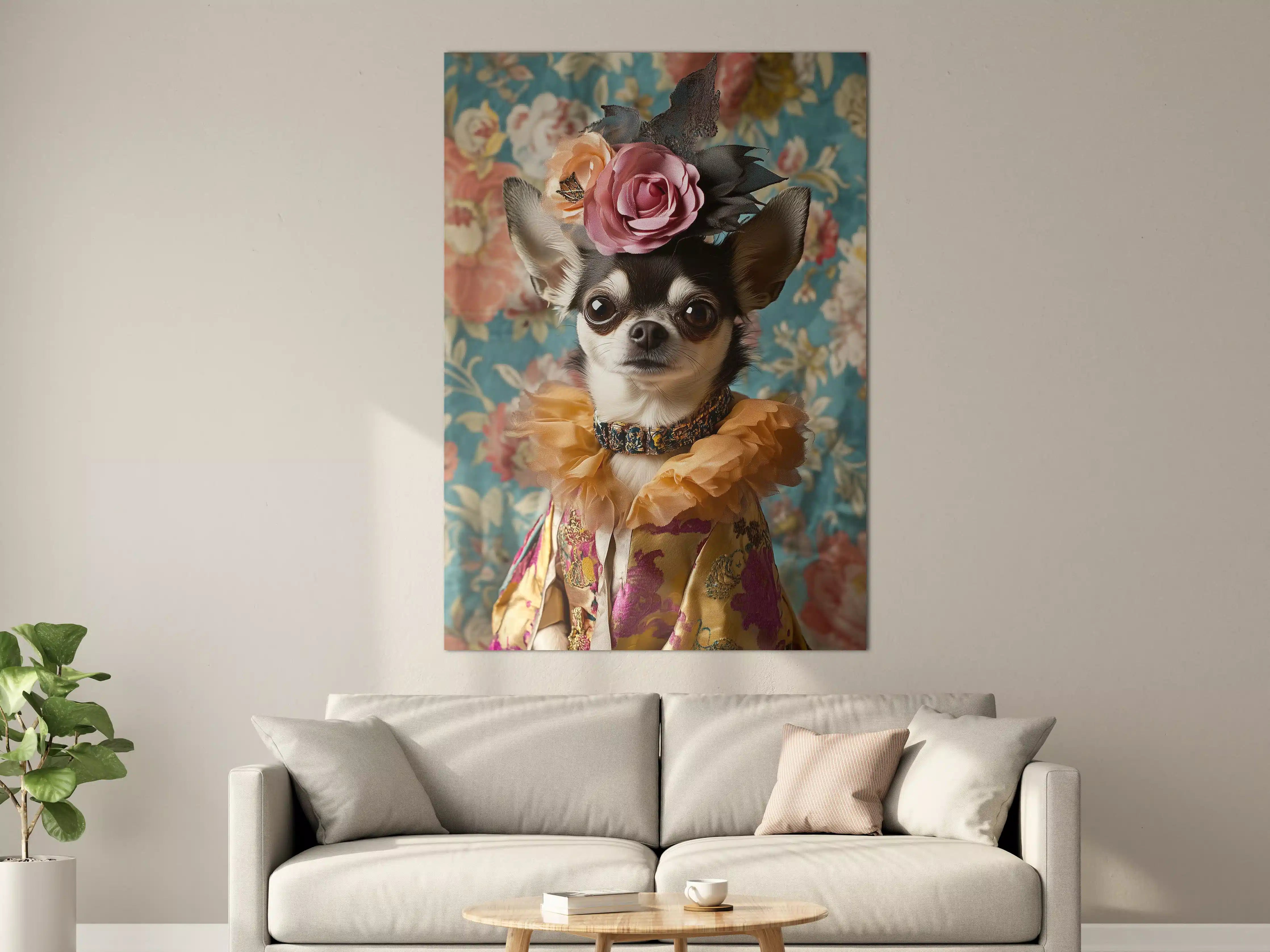 Große Wandbilder - Eleganter Hund mit Blumenkrone