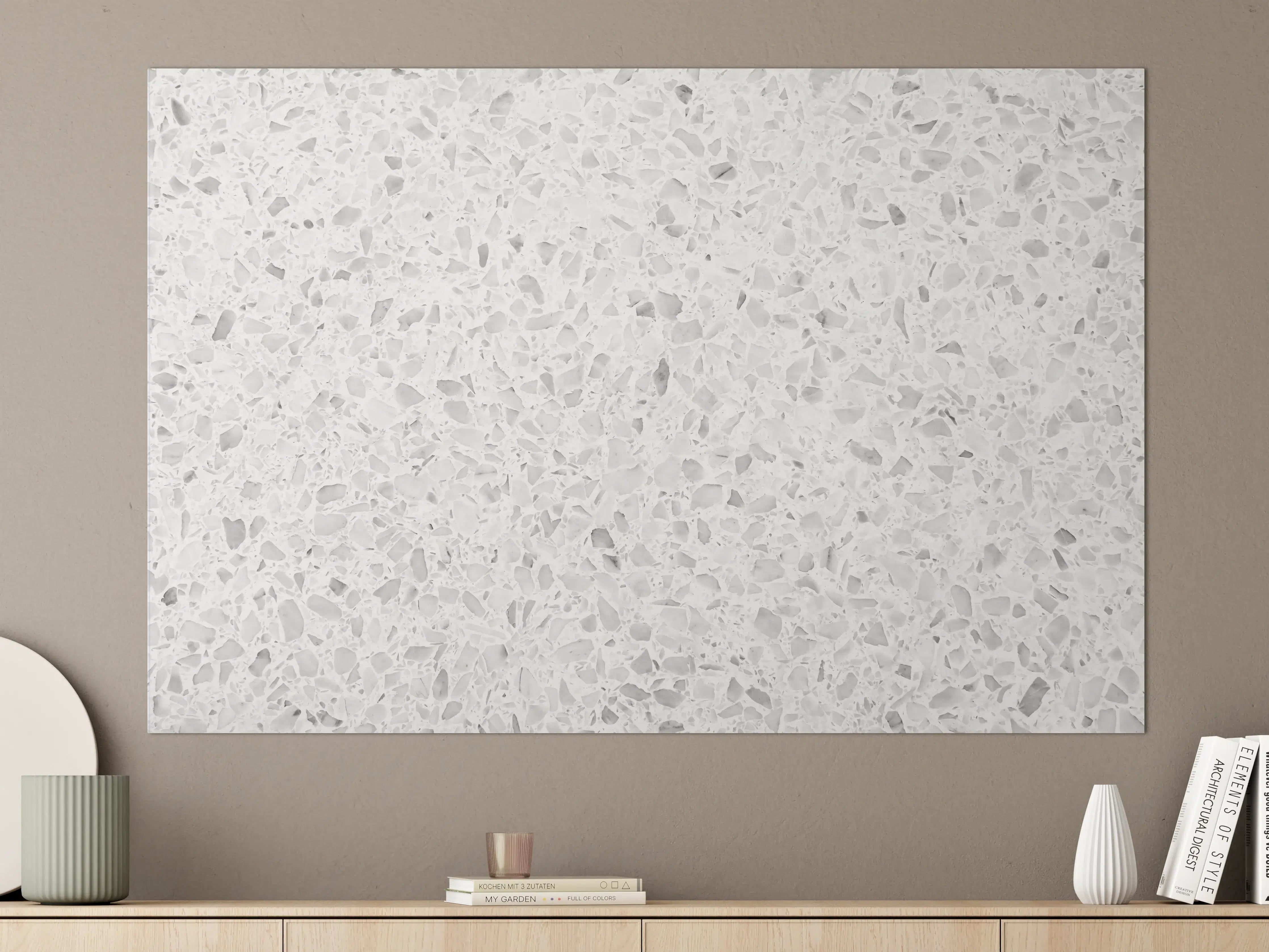 Große Wandbilder - Eleganter Weiβ-Grau Terrazzo