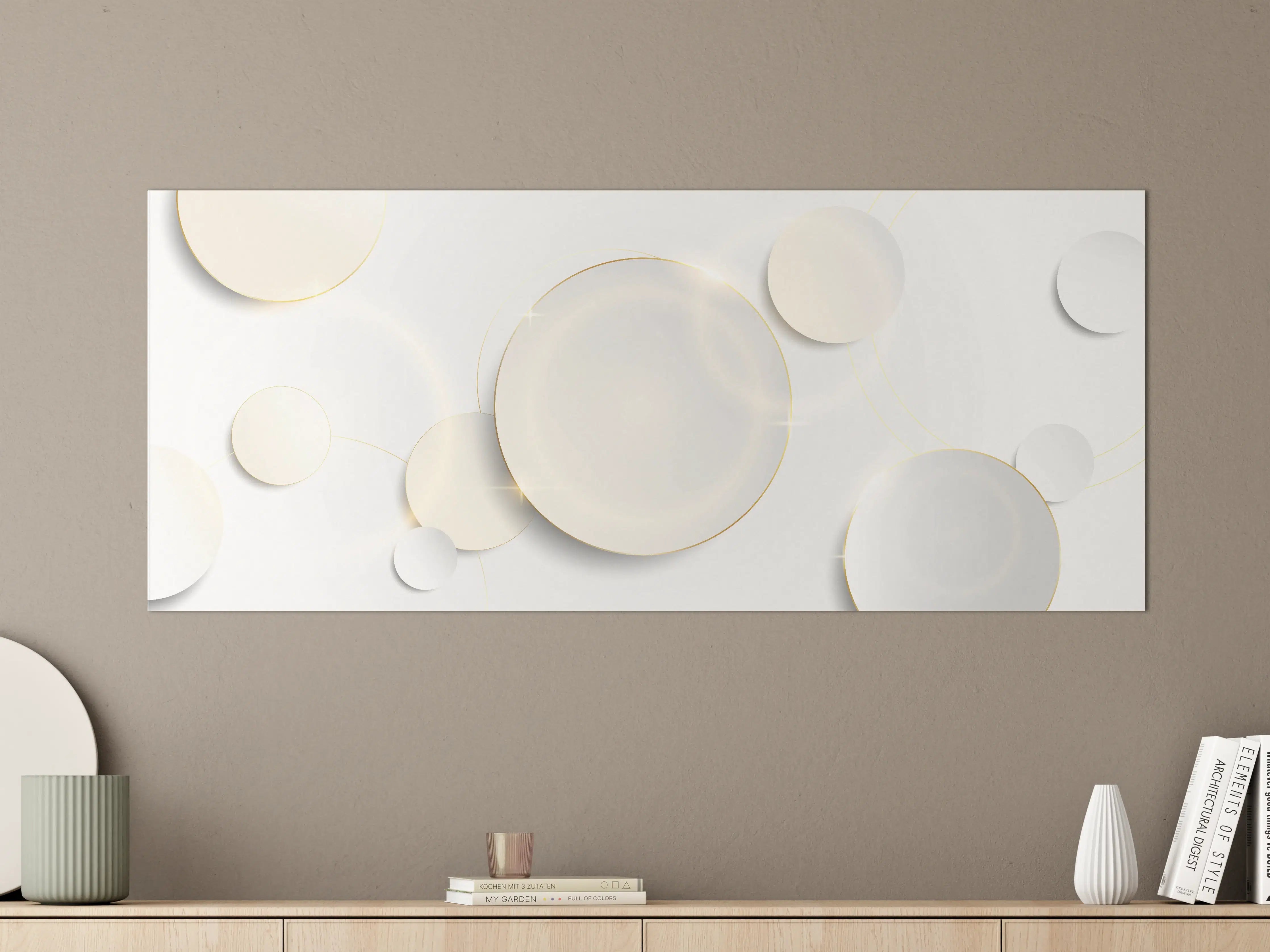 Große Wandbilder - Eleganter Weiß-Gold Hintergrund