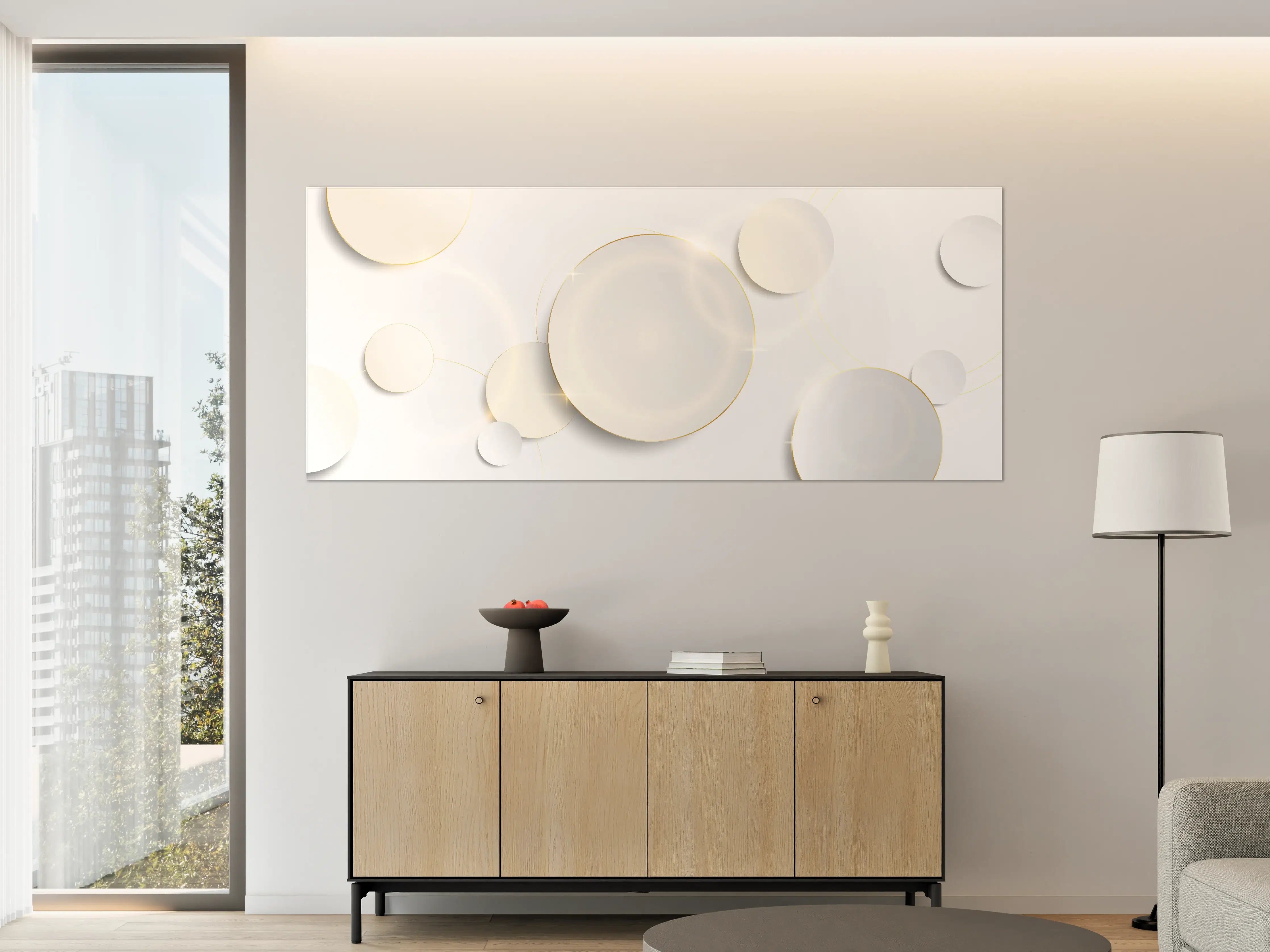 Große Wandbilder - Eleganter Weiß-Gold Hintergrund