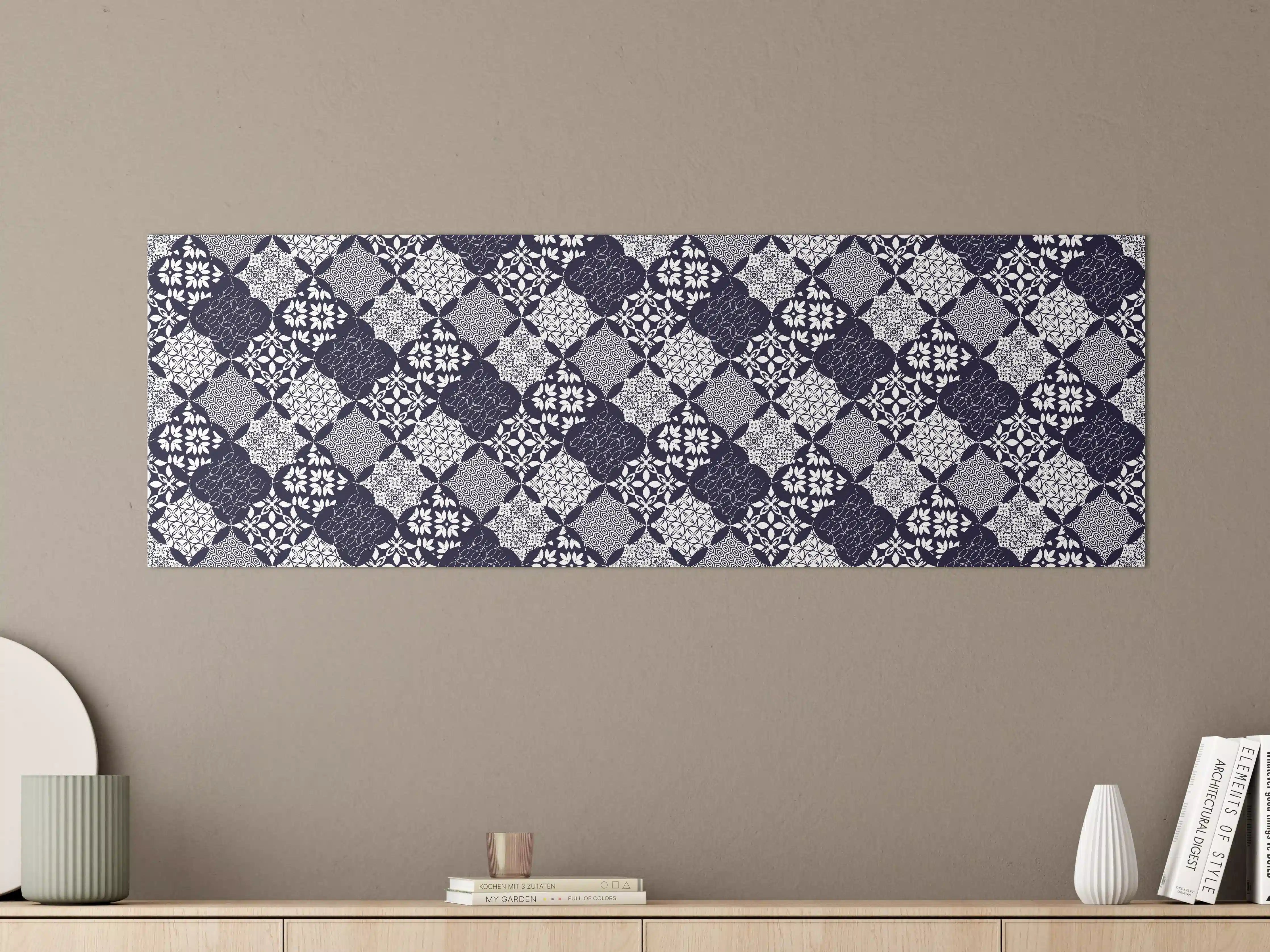 Große Wandbilder - Elegantes Blau-Weiß-Grau Muster