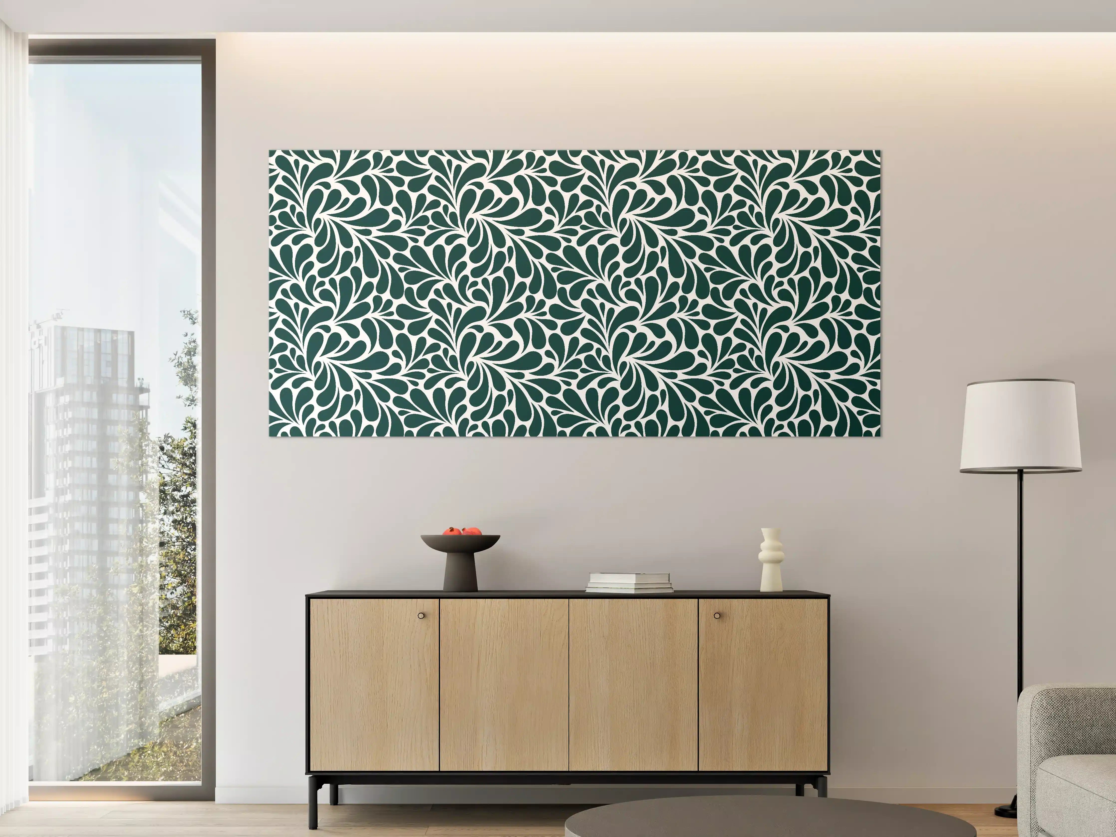 Große Wandbilder - Elegantes Dunkelblau-weiße Musterwandbild