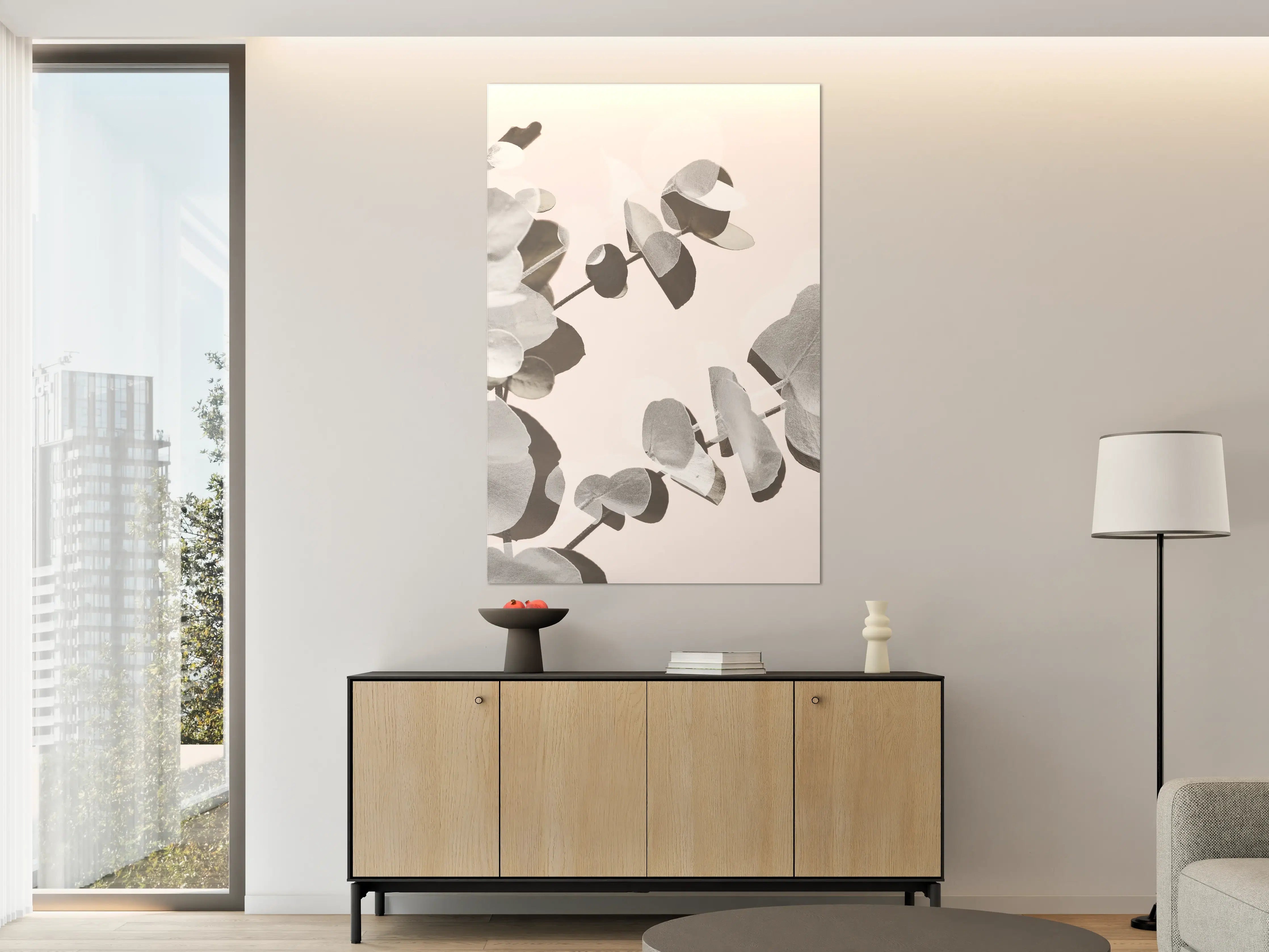 Große Wandbilder - Elegantes Eukalyptus-Design in Grau