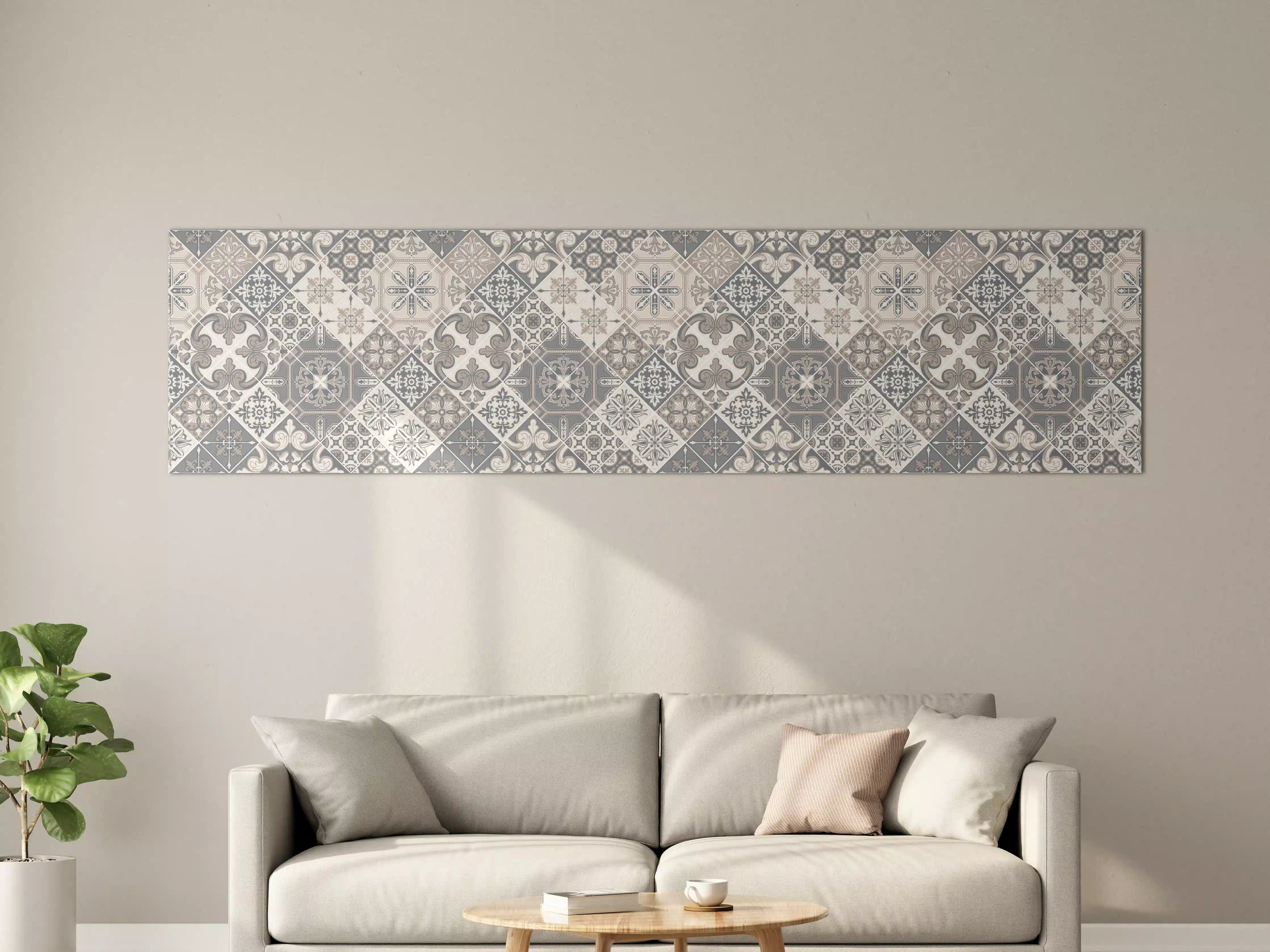 Große Wandbilder - Elegantes Grau-Weiß Mosaikmuster