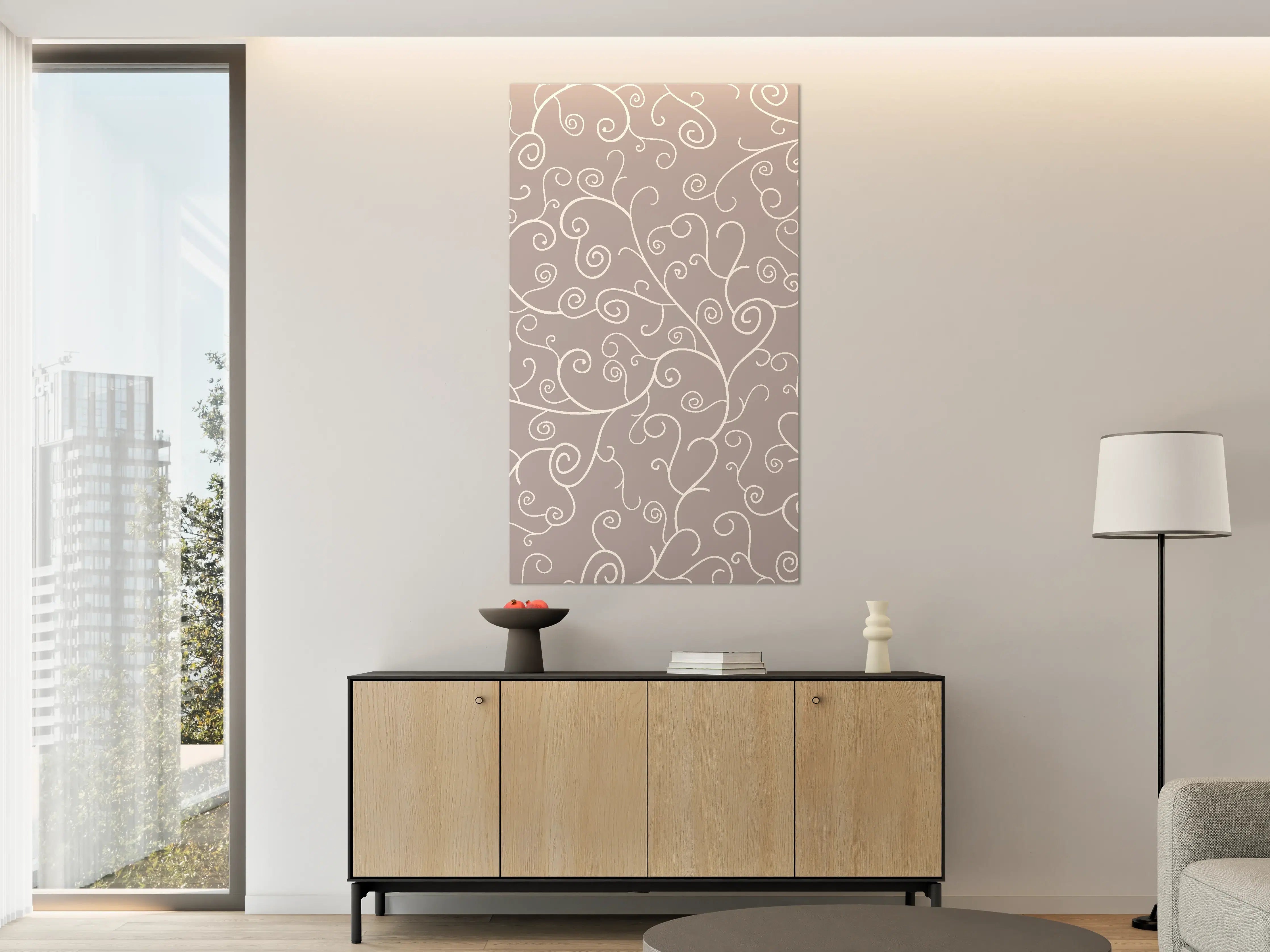 Große Wandbilder - Elegantes Grau-Weiß Swirl Muster