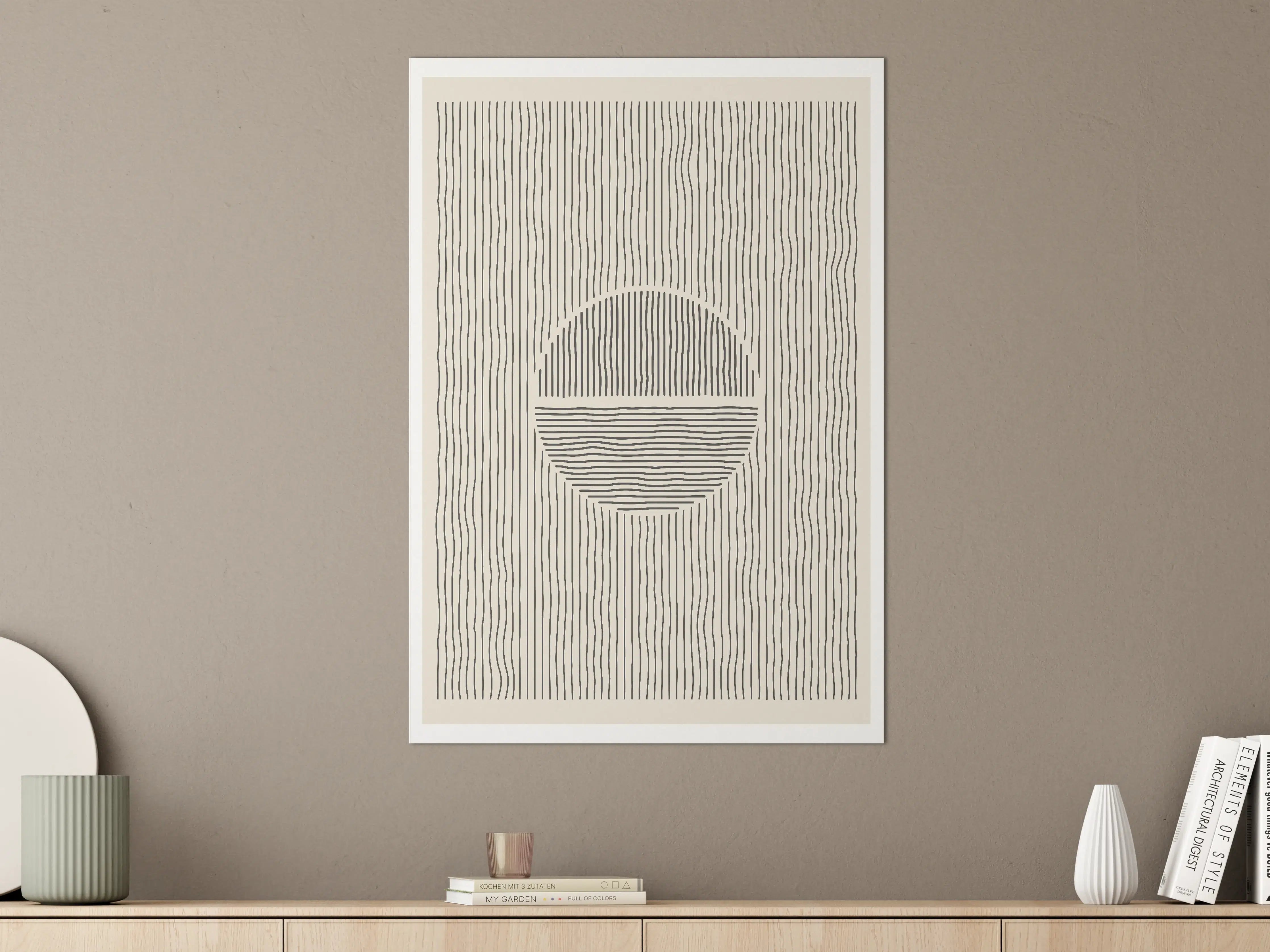 Große Wandbilder - Elegantes Schwarz-Weiß-Design mit Linienmuster