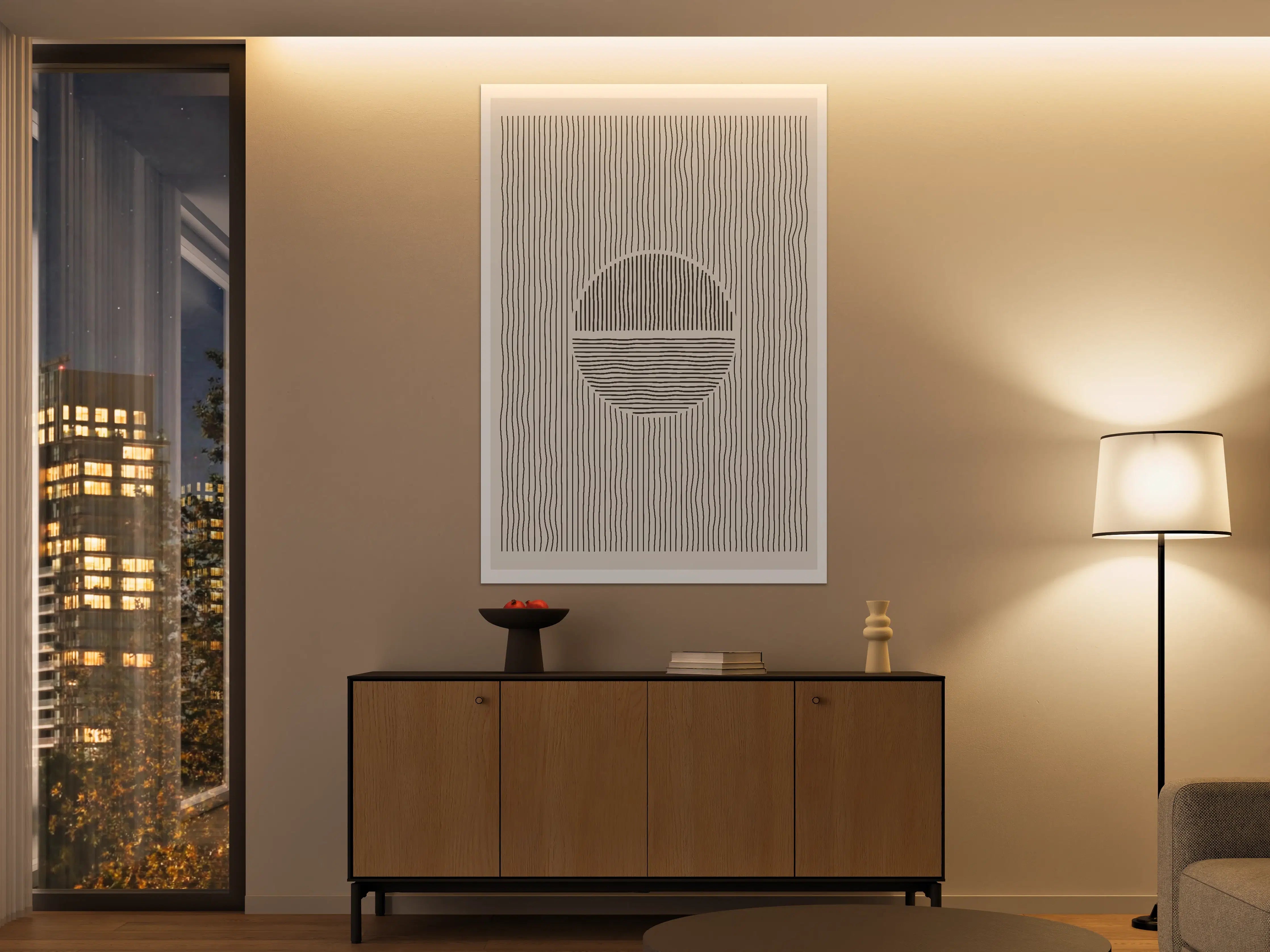 Große Wandbilder - Elegantes Schwarz-Weiß-Design mit Linienmuster