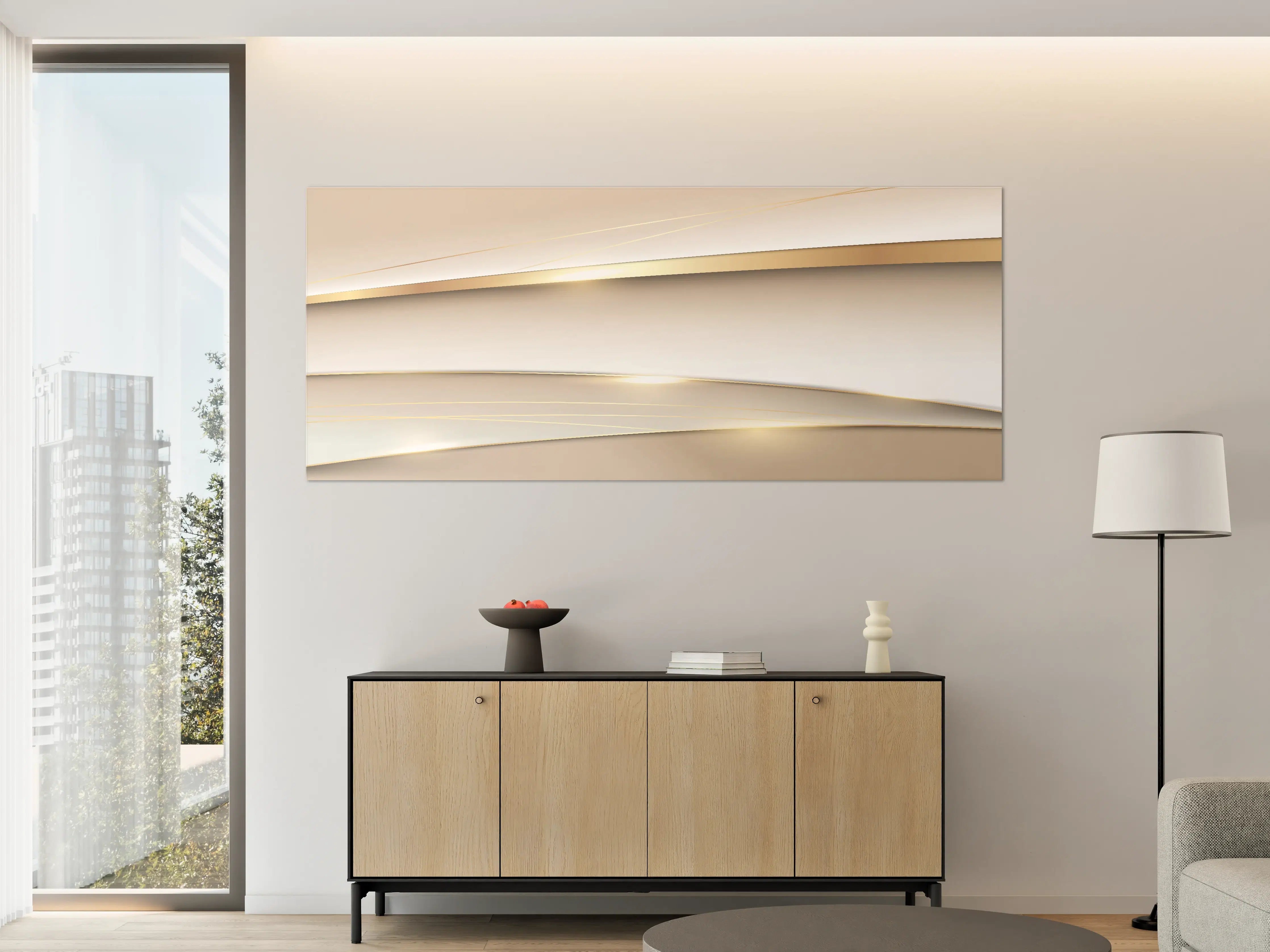 Große Wandbilder - Elegantes Weiß Gold Design