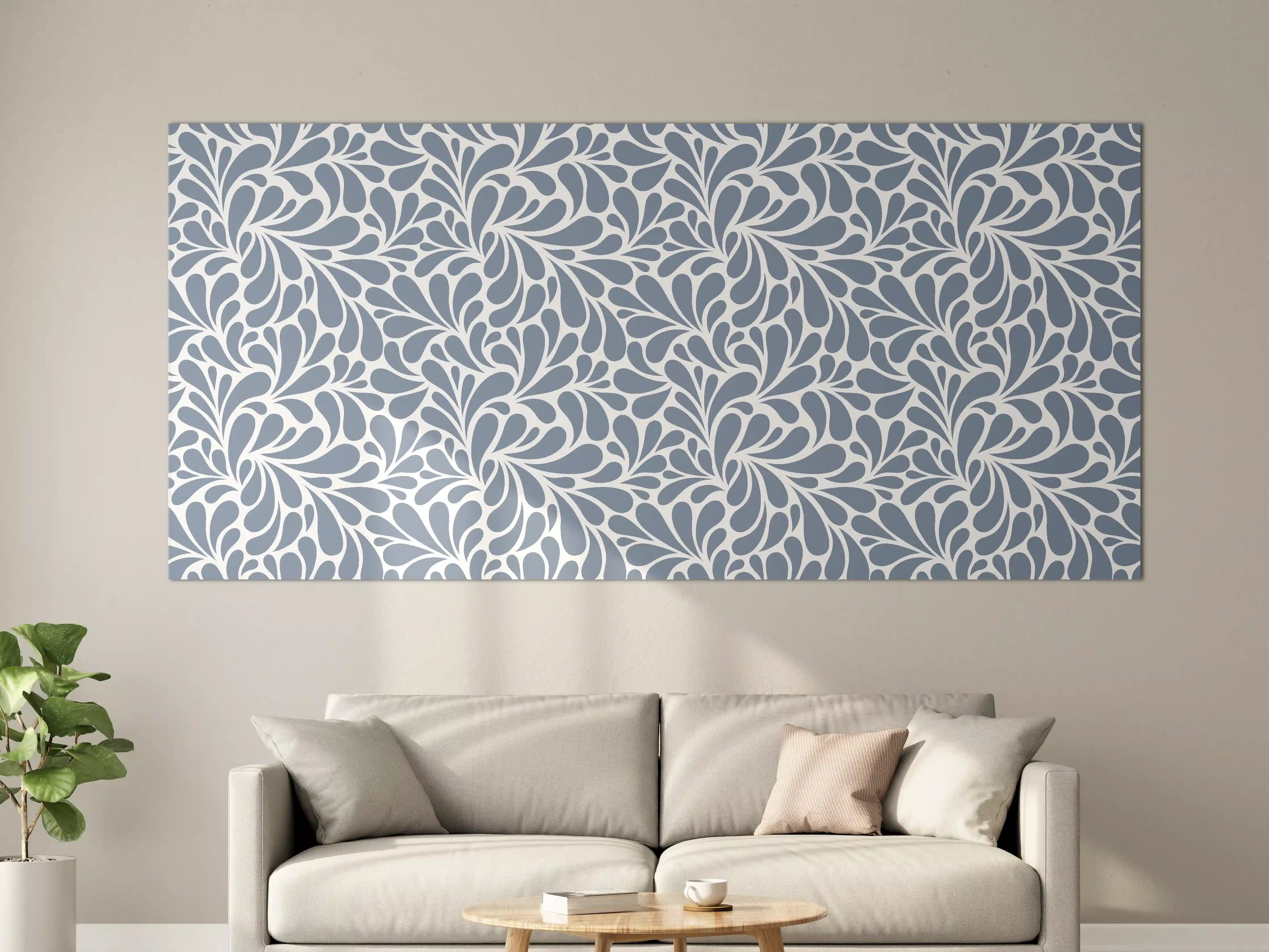 Große Wandbilder - Elegantes blau-weißes Ornamentmuster