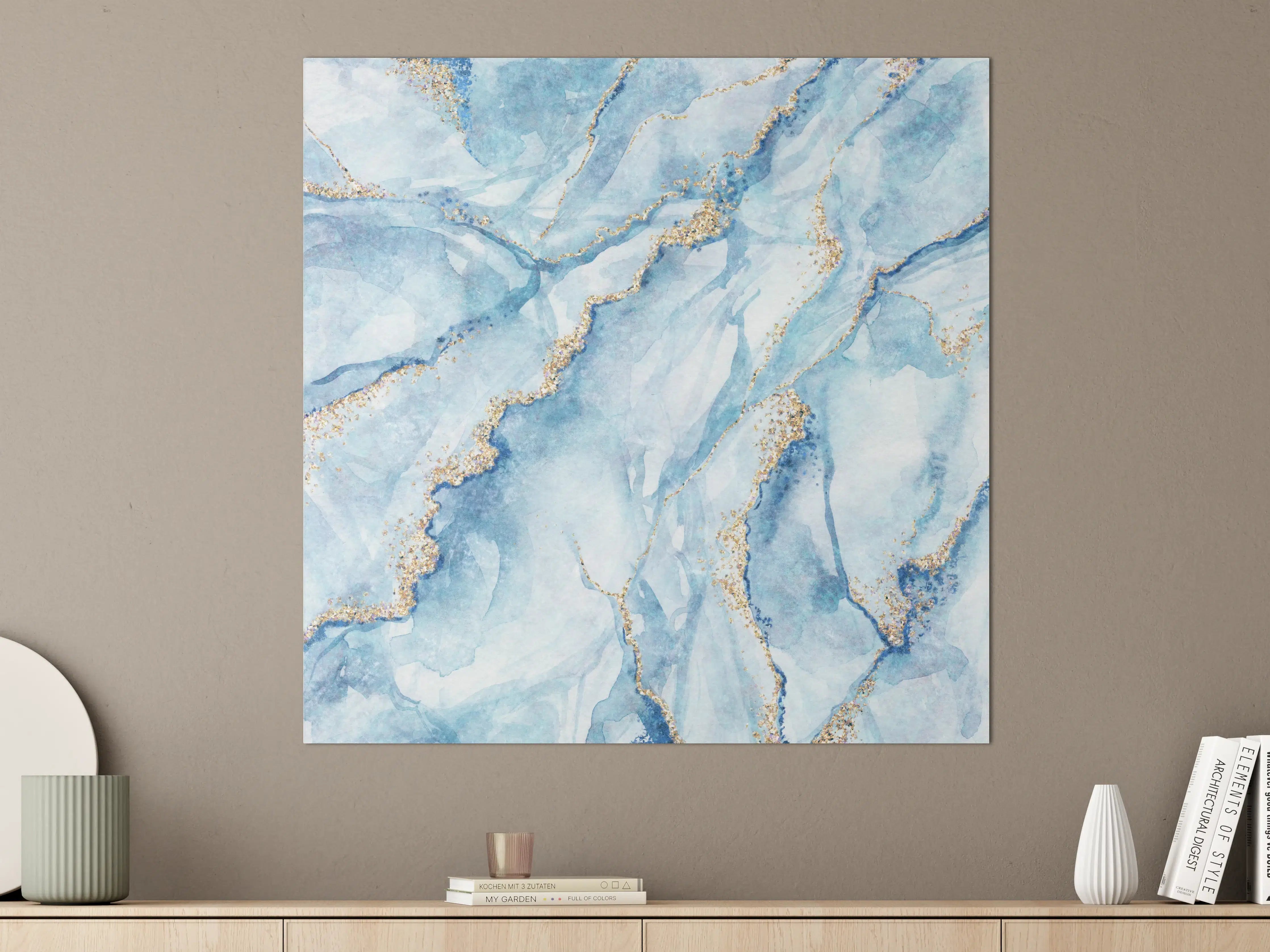 Große Wandbilder - Elegantes blauer Marmor-Design mit Goldakzenten