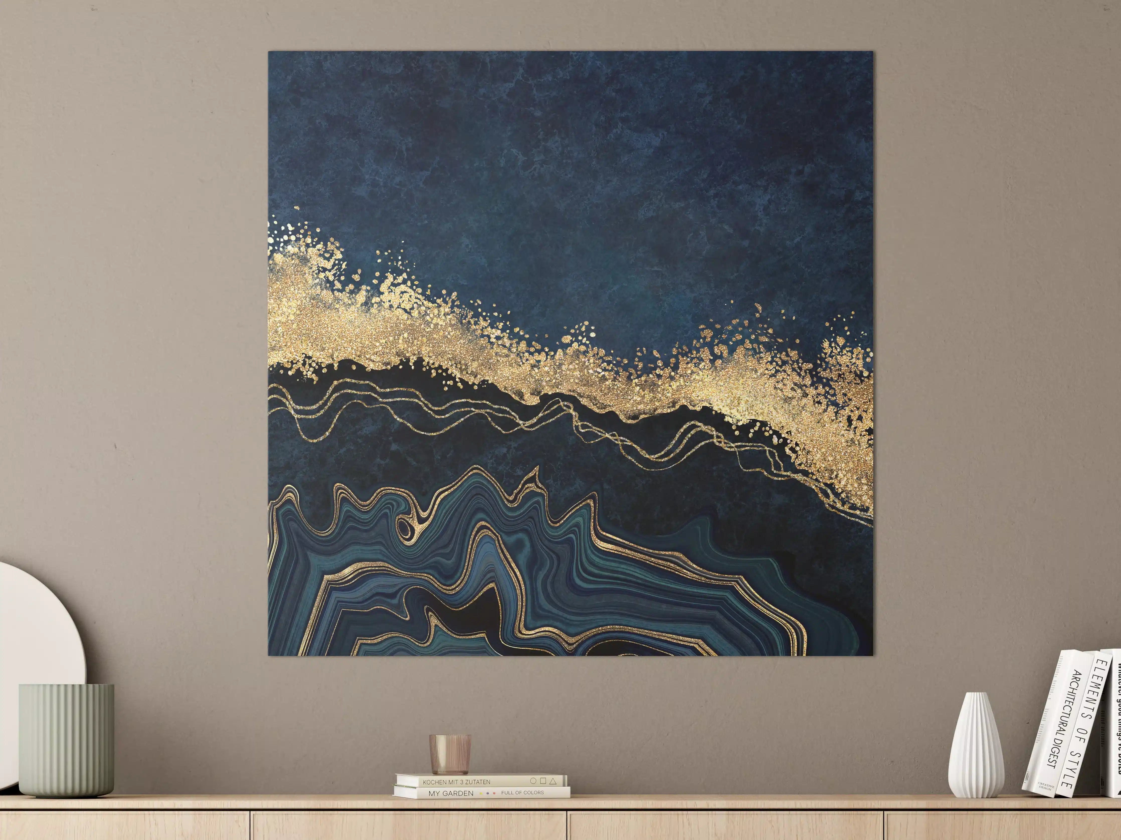 Große Wandbilder - Elegantes, dunkles Design mit goldenen Akzenten