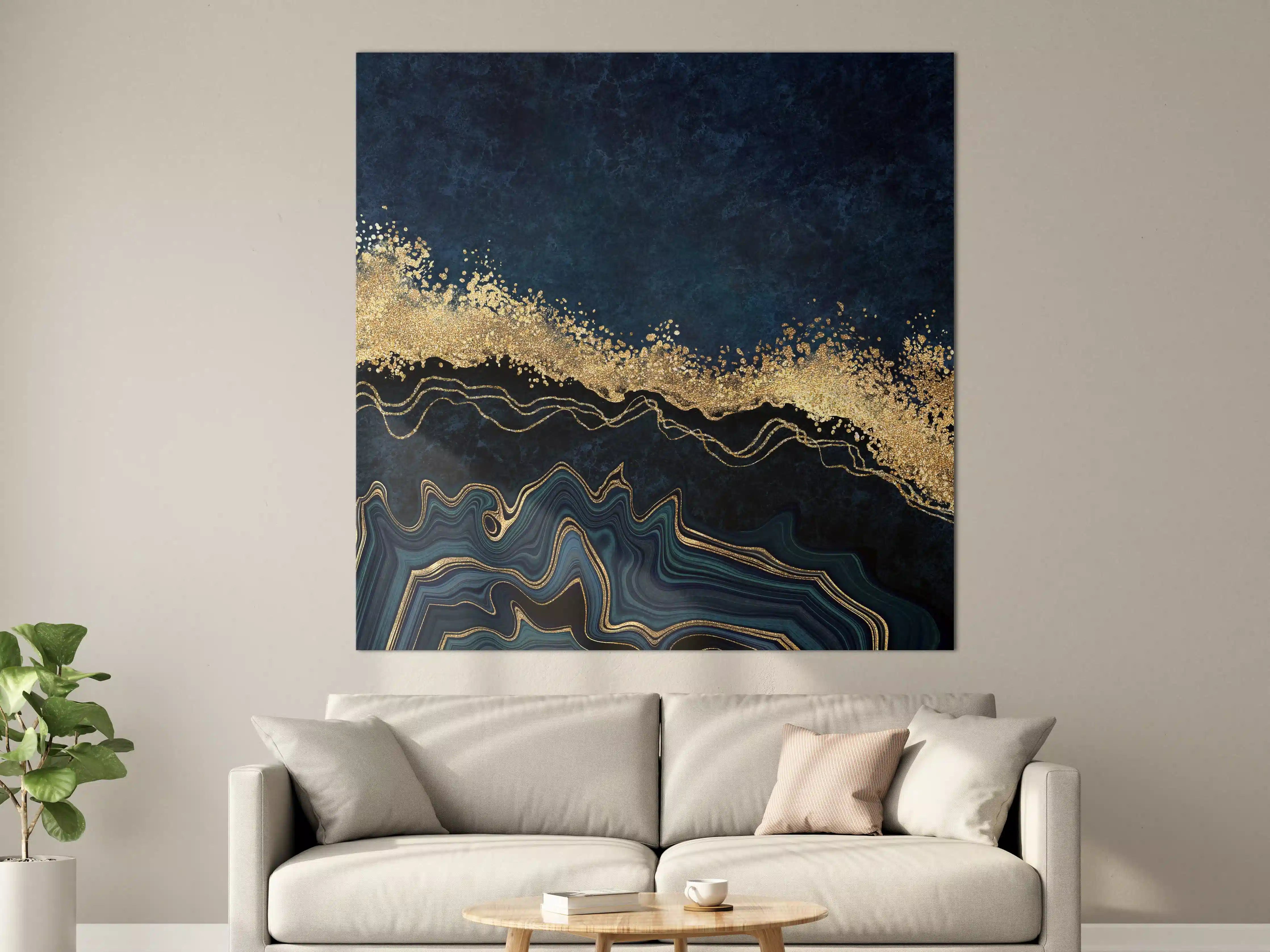 Große Wandbilder - Elegantes, dunkles Design mit goldenen Akzenten