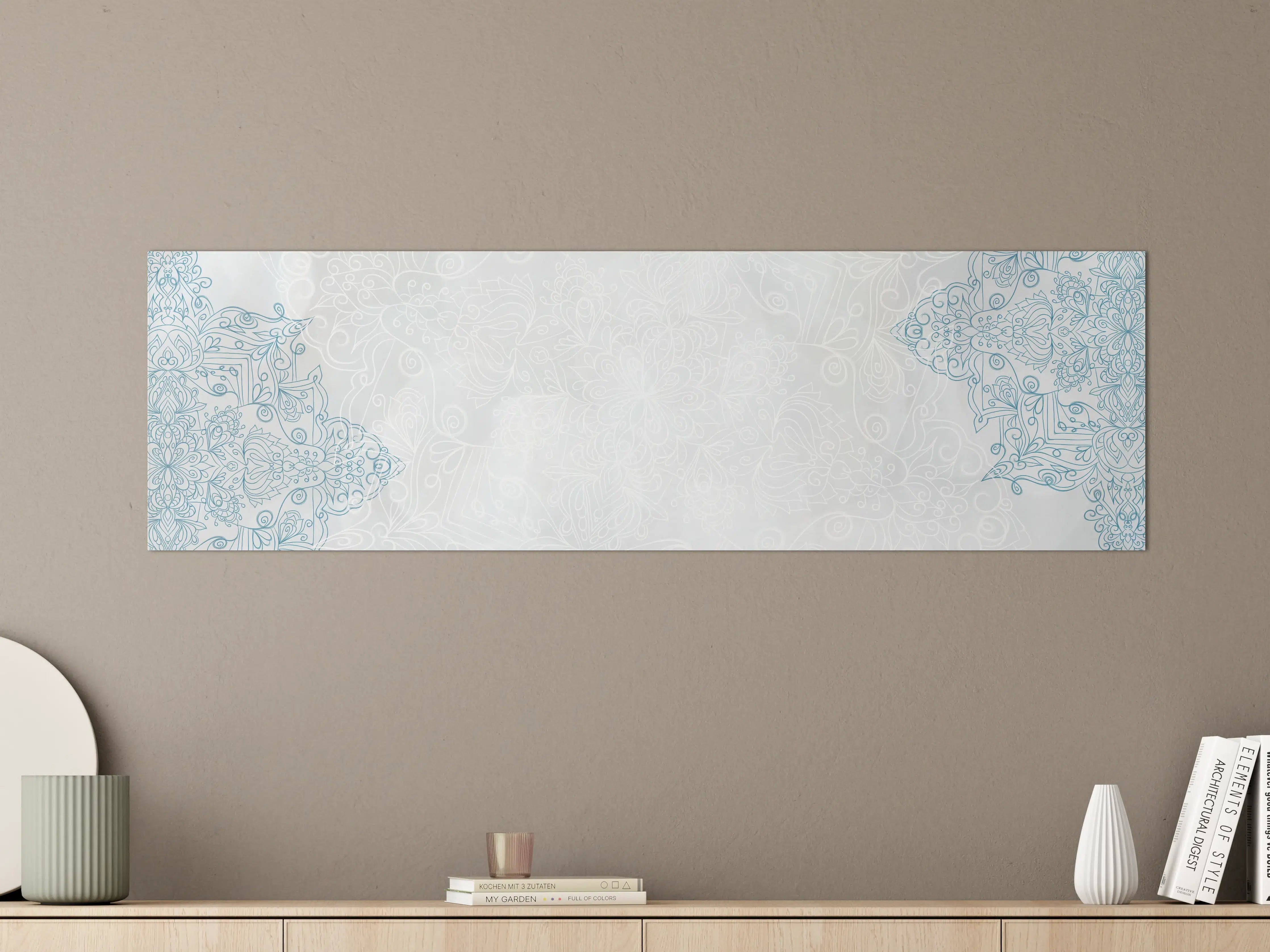 Große Wandbilder - Elegantes, helles Hintergrundbild mit dekorativen blauen Mustern