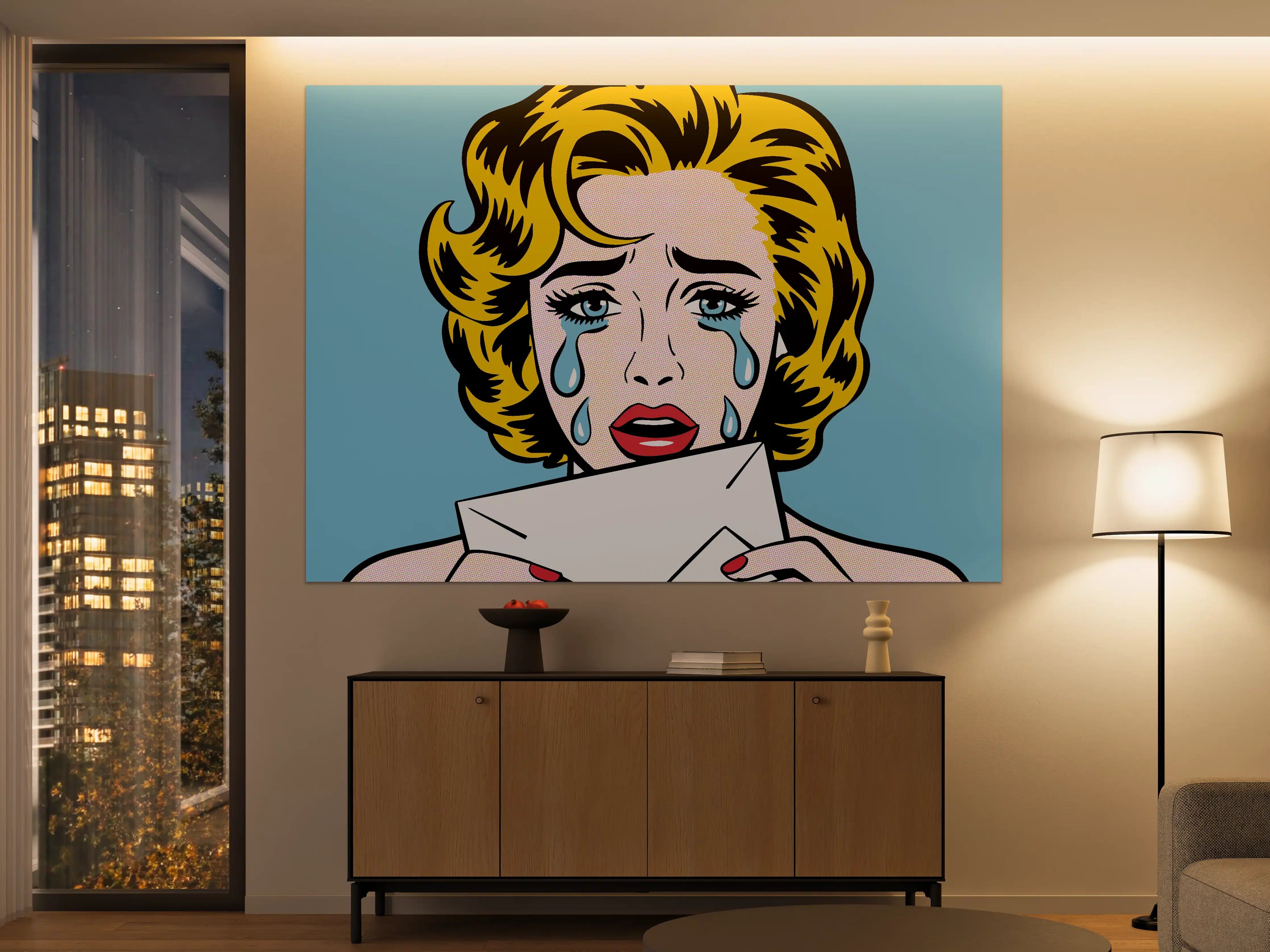 Große Wandbilder - Emotionale Pop Art Frau mit Tränen