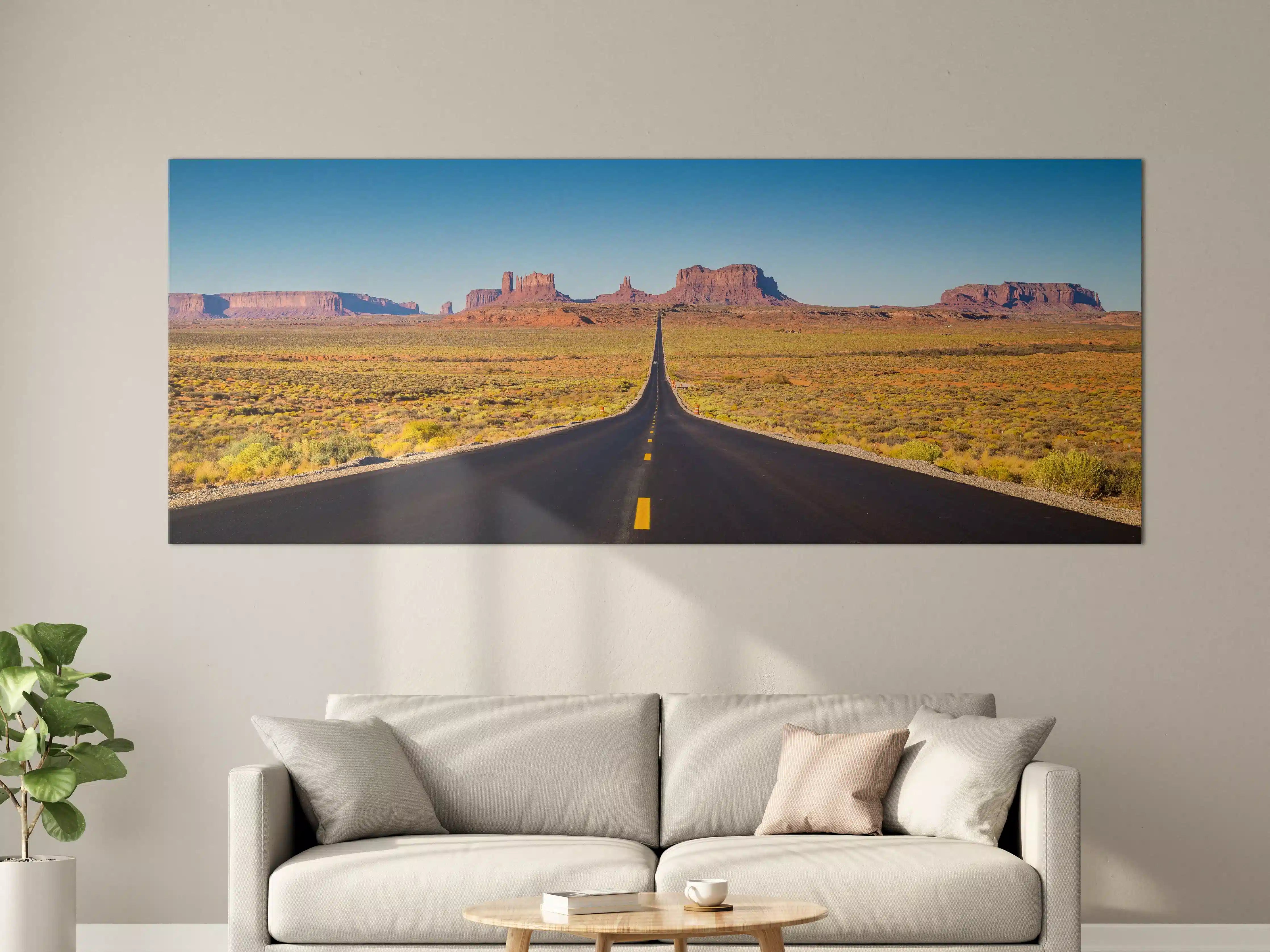 Große Wandbilder - Endlose Wüstenstraße im Monument Valley