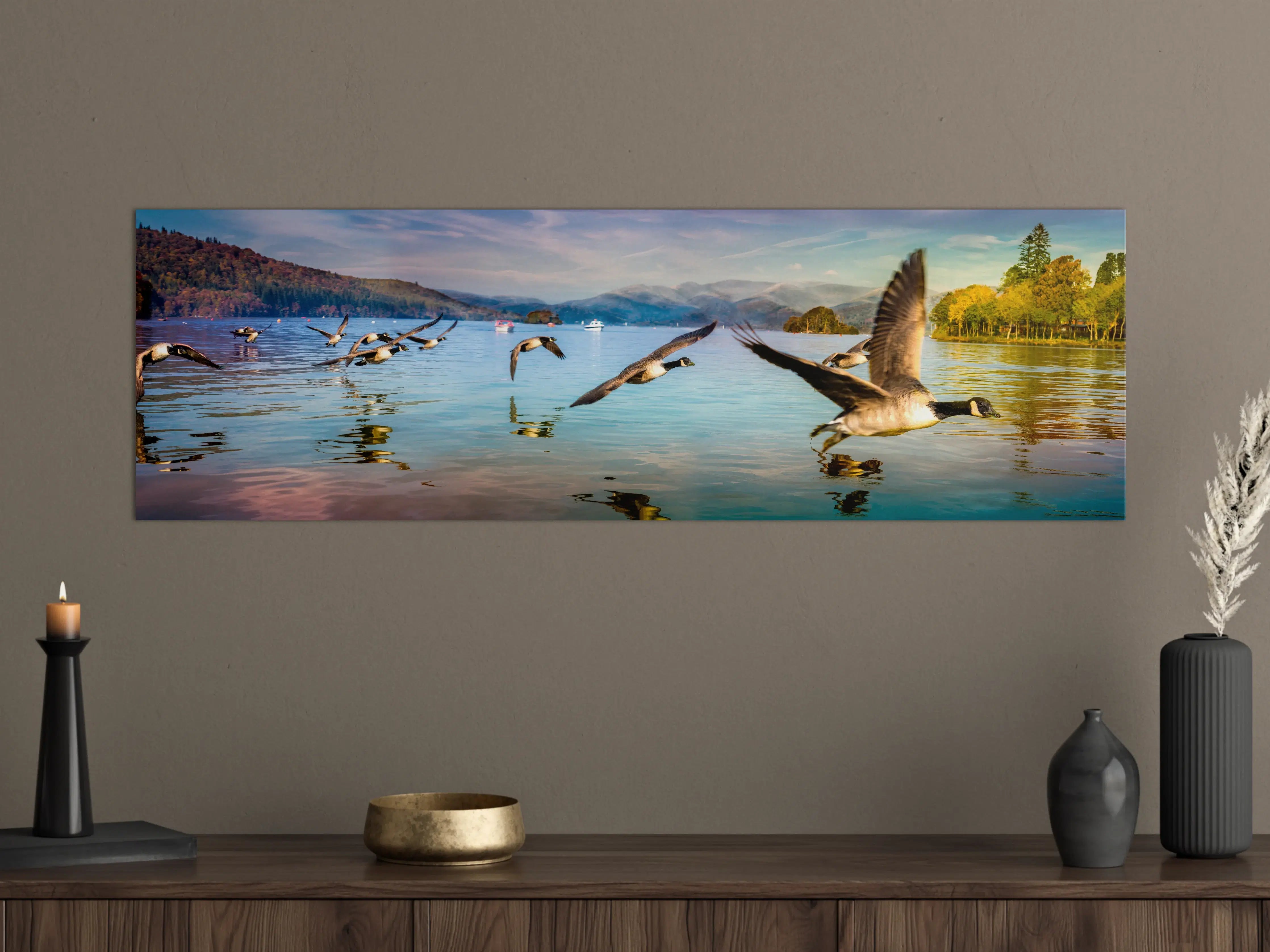 Große Wandbilder - Entenschwarm am Lake Windermere
