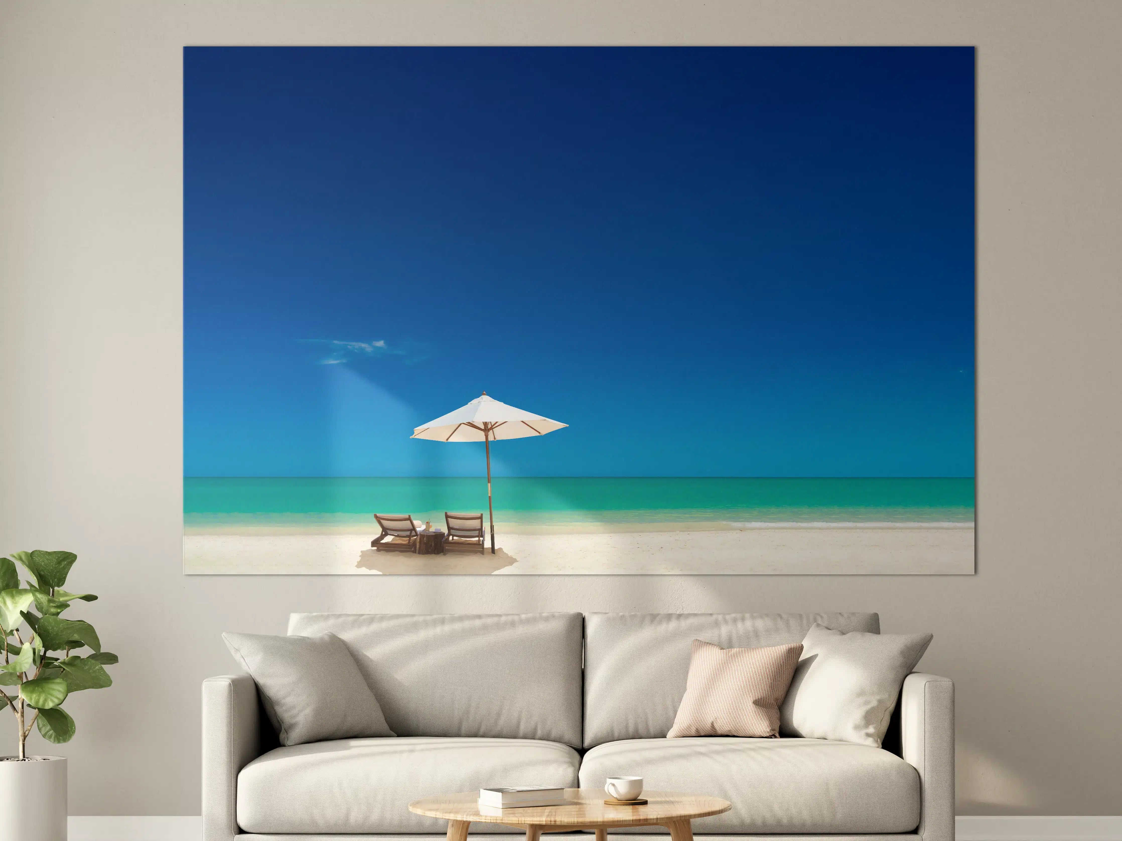 Große Wandbilder - Entspannender Strand mit Sonnenschirm