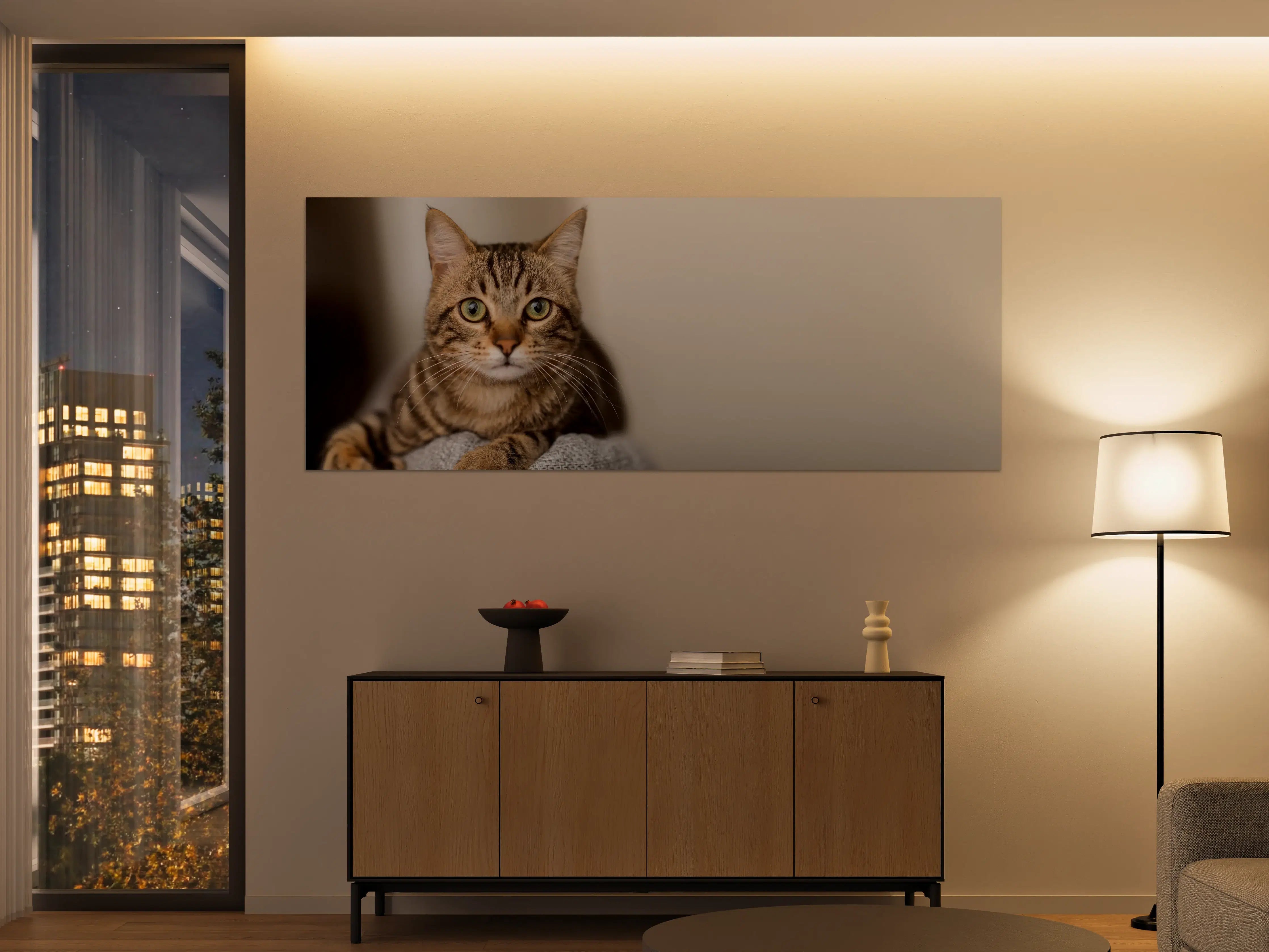 Große Wandbilder - Entspannte Hauskatze in Beige-Braun