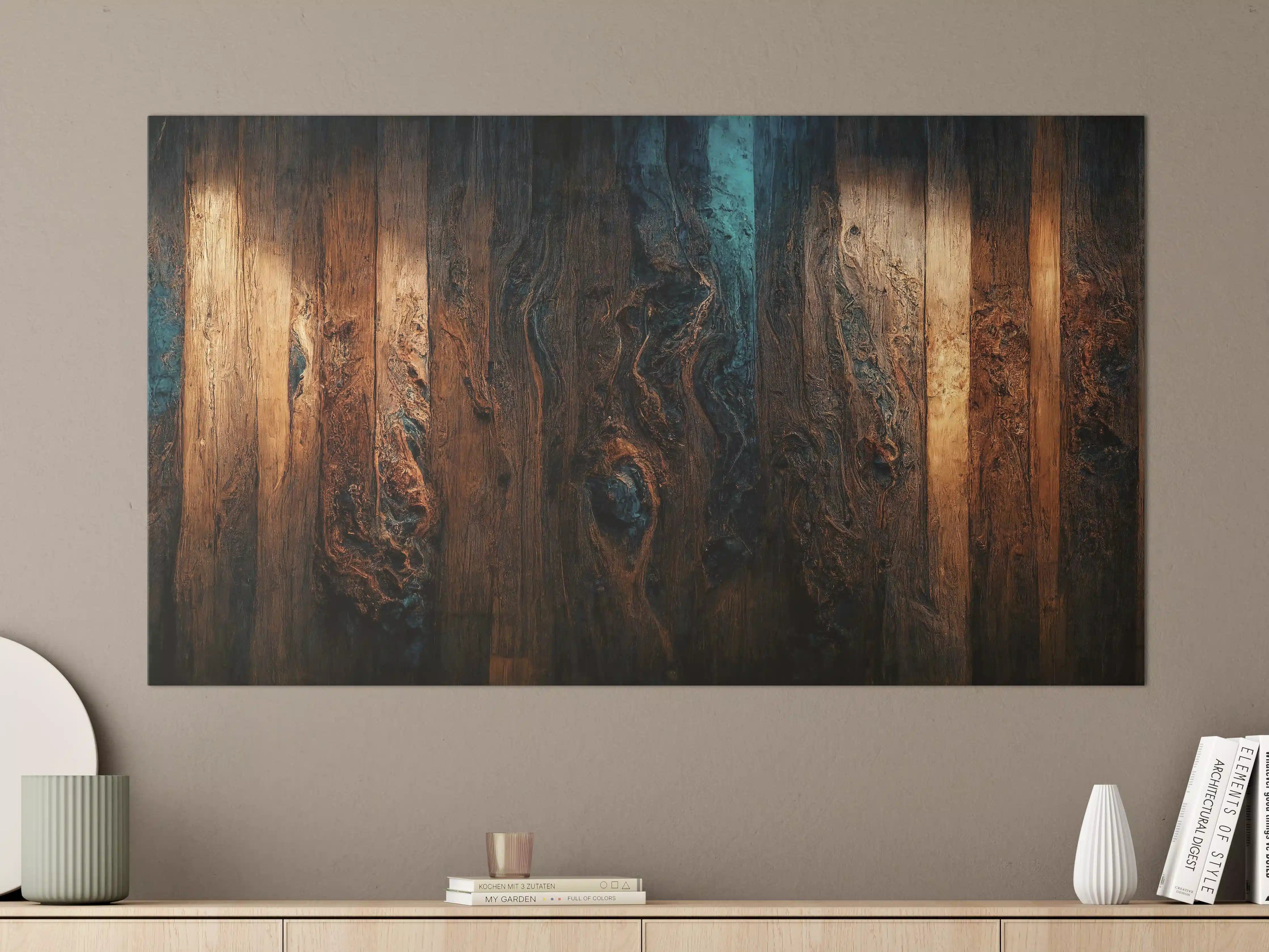 Große Wandbilder - Epoxy-Holztisch mit Blaueffekt