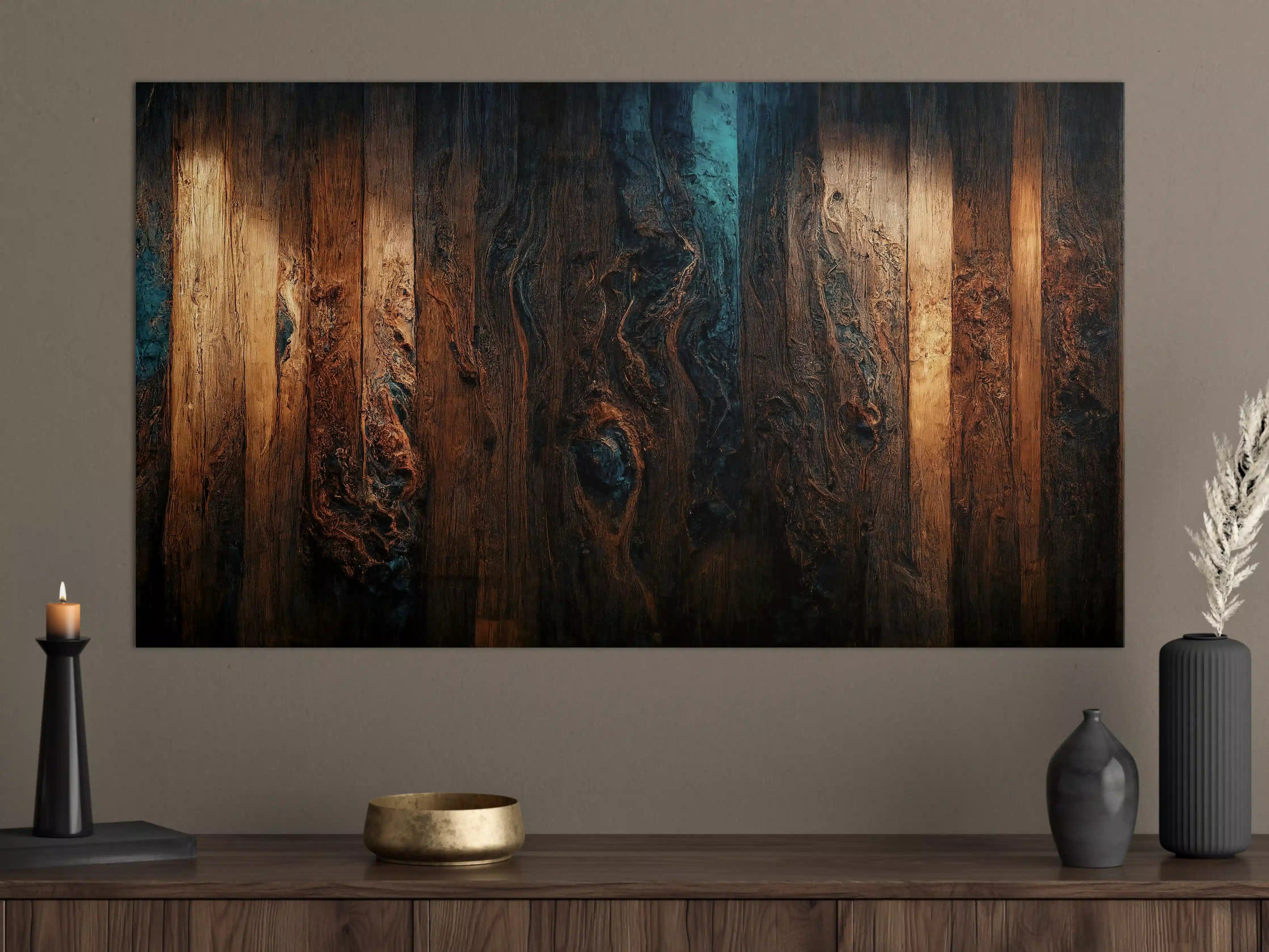 Große Wandbilder - Epoxy-Holztisch mit Blaueffekt