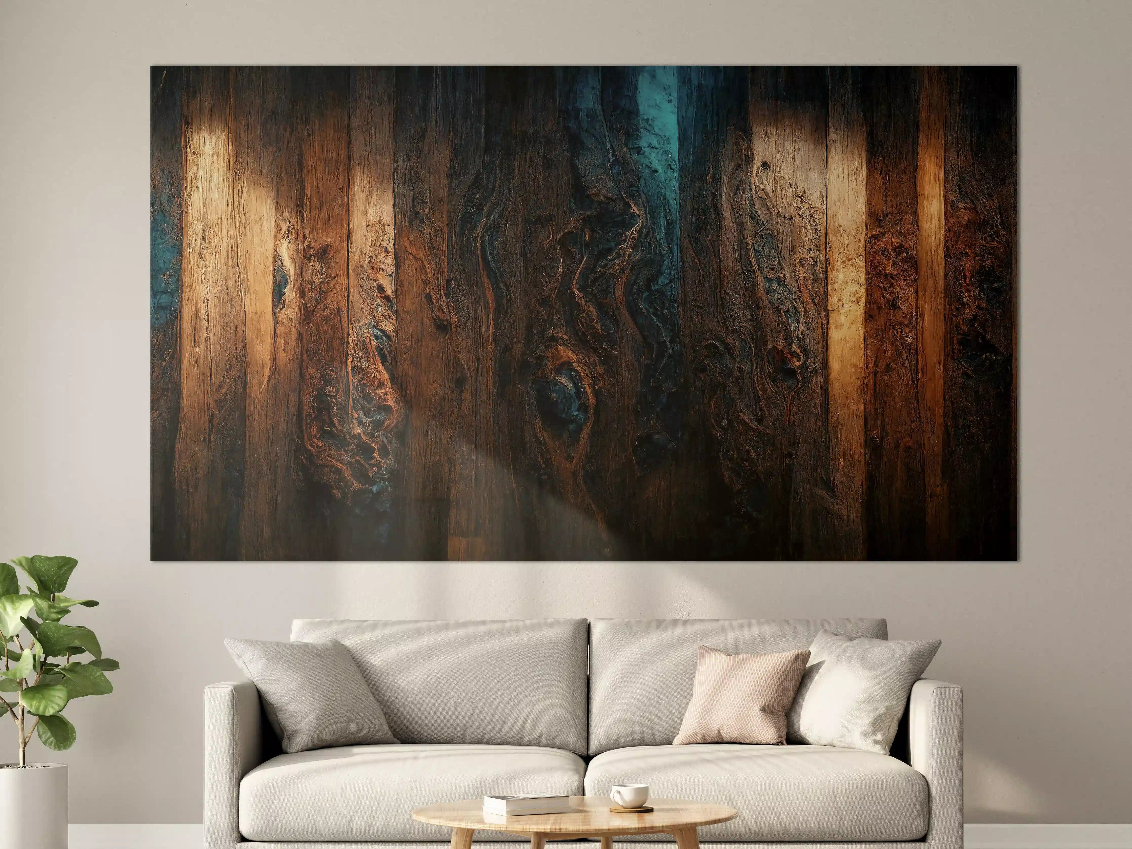 Große Wandbilder - Epoxy-Holztisch mit Blaueffekt