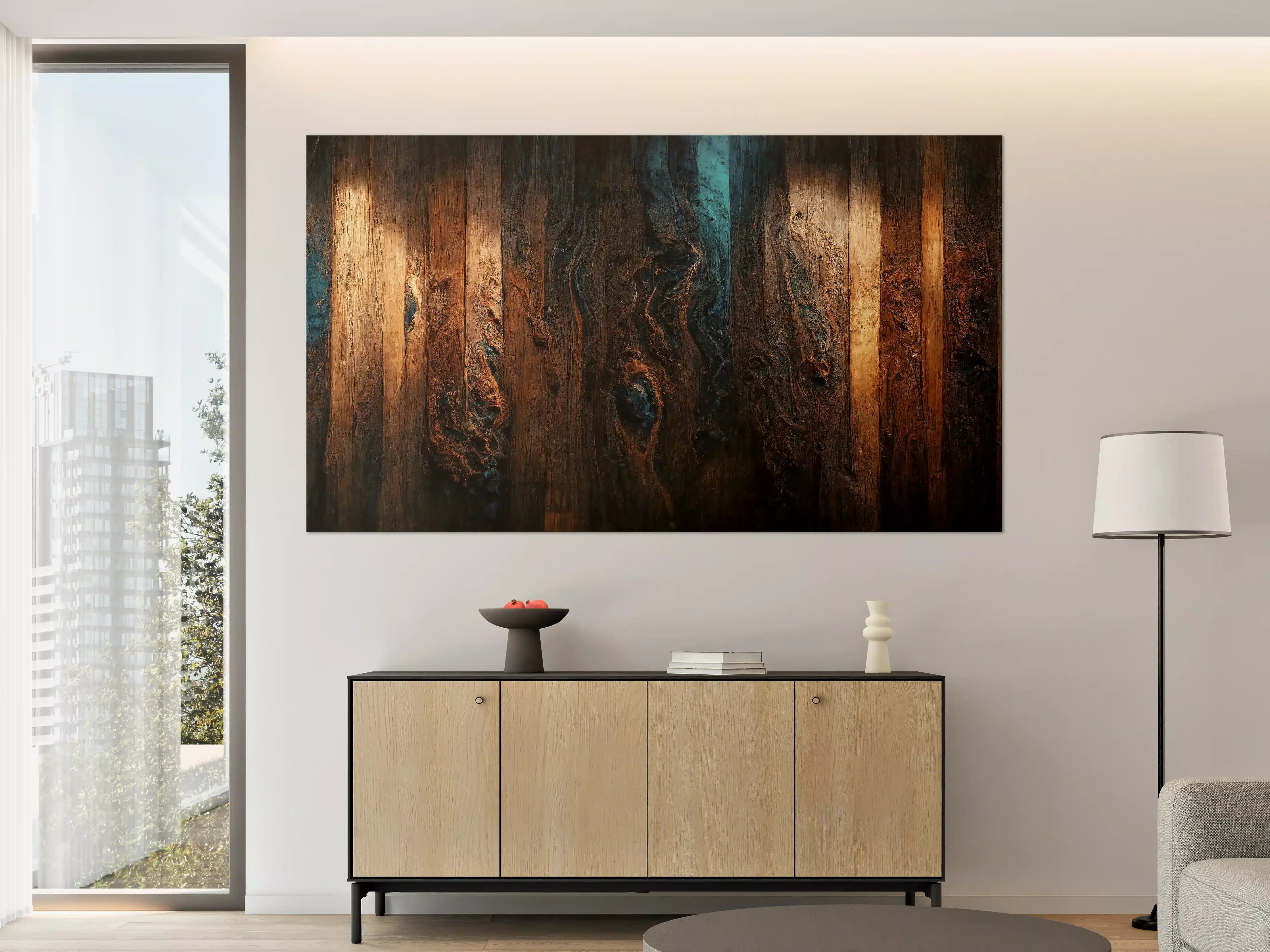 Große Wandbilder - Epoxy-Holztisch mit Blaueffekt
