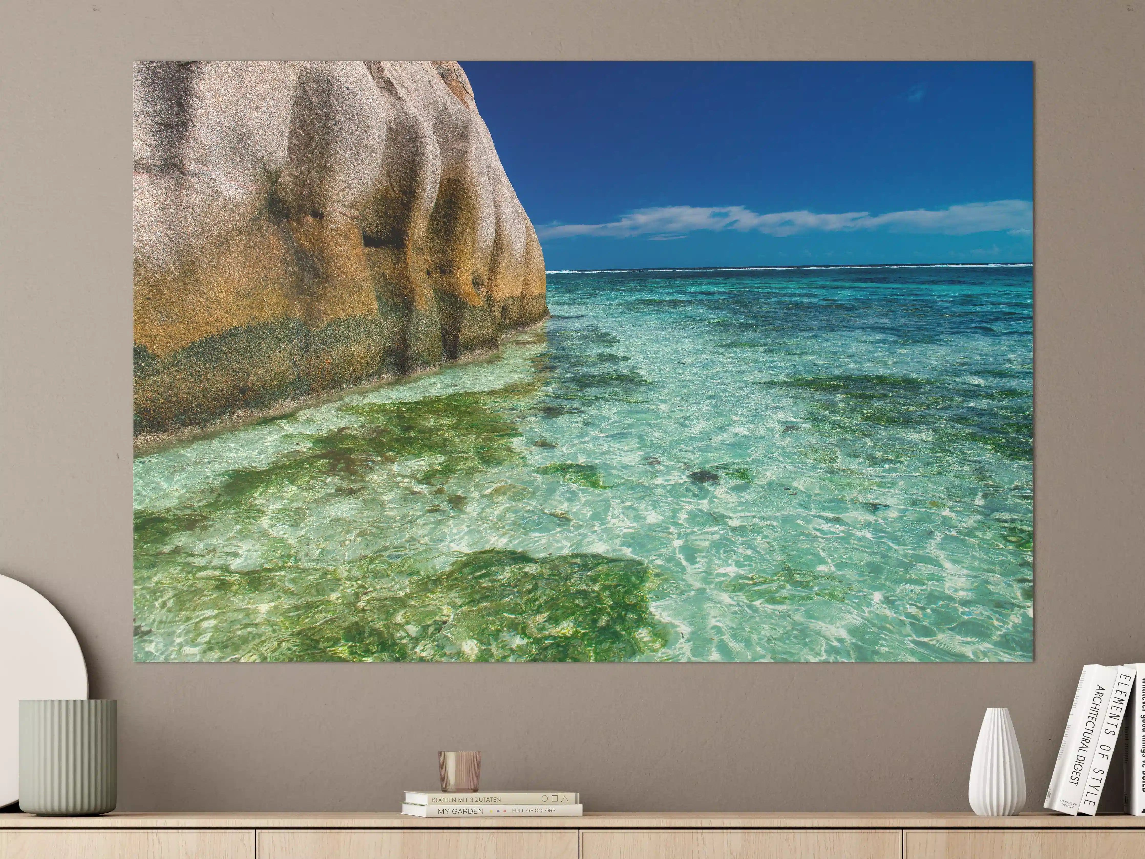 Große Wandbilder - Erstaunliche Felsen am Strand Source d'Argent