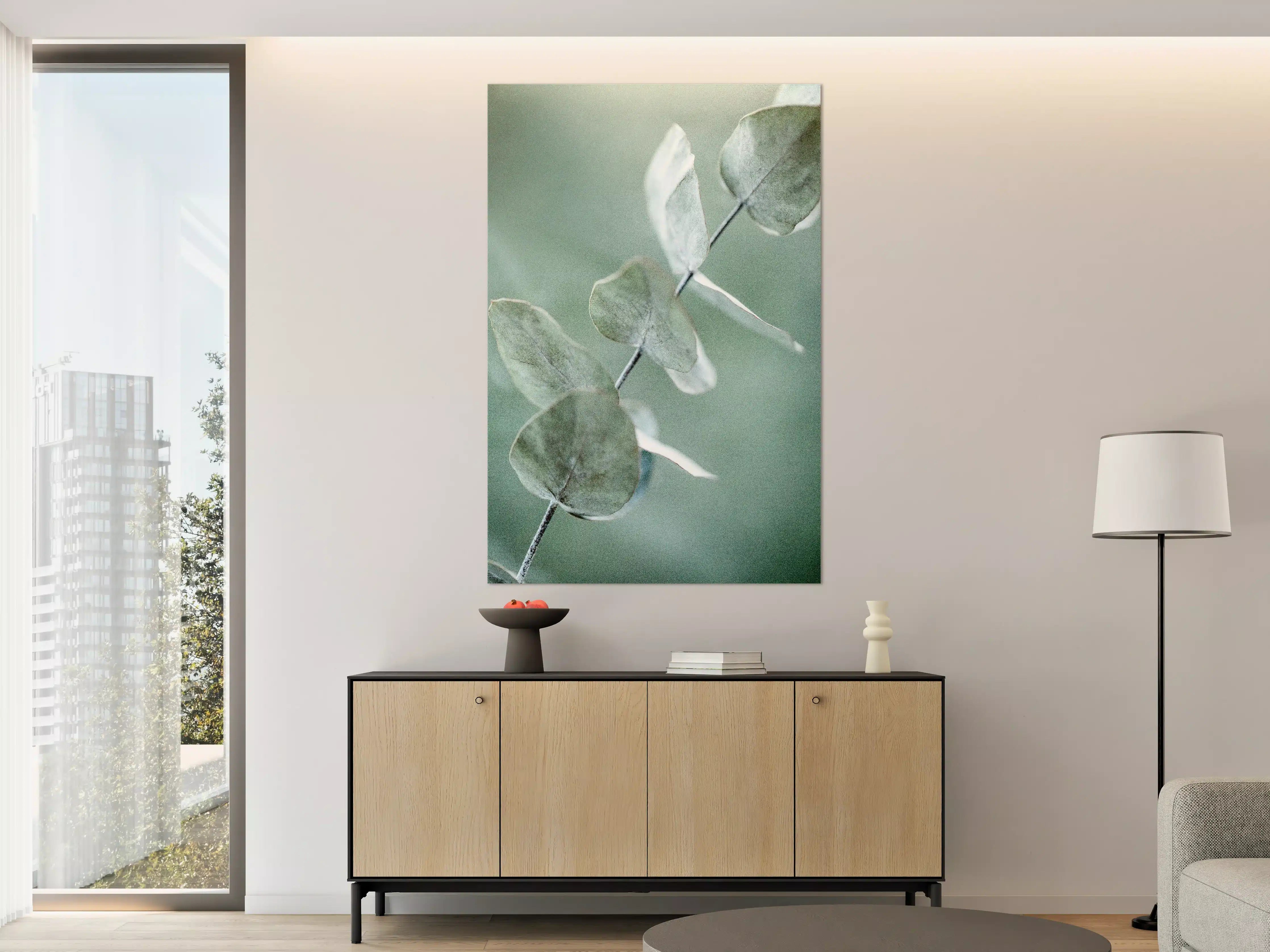 Große Wandbilder - Eukalyptuszweig in sanften Grüntönen