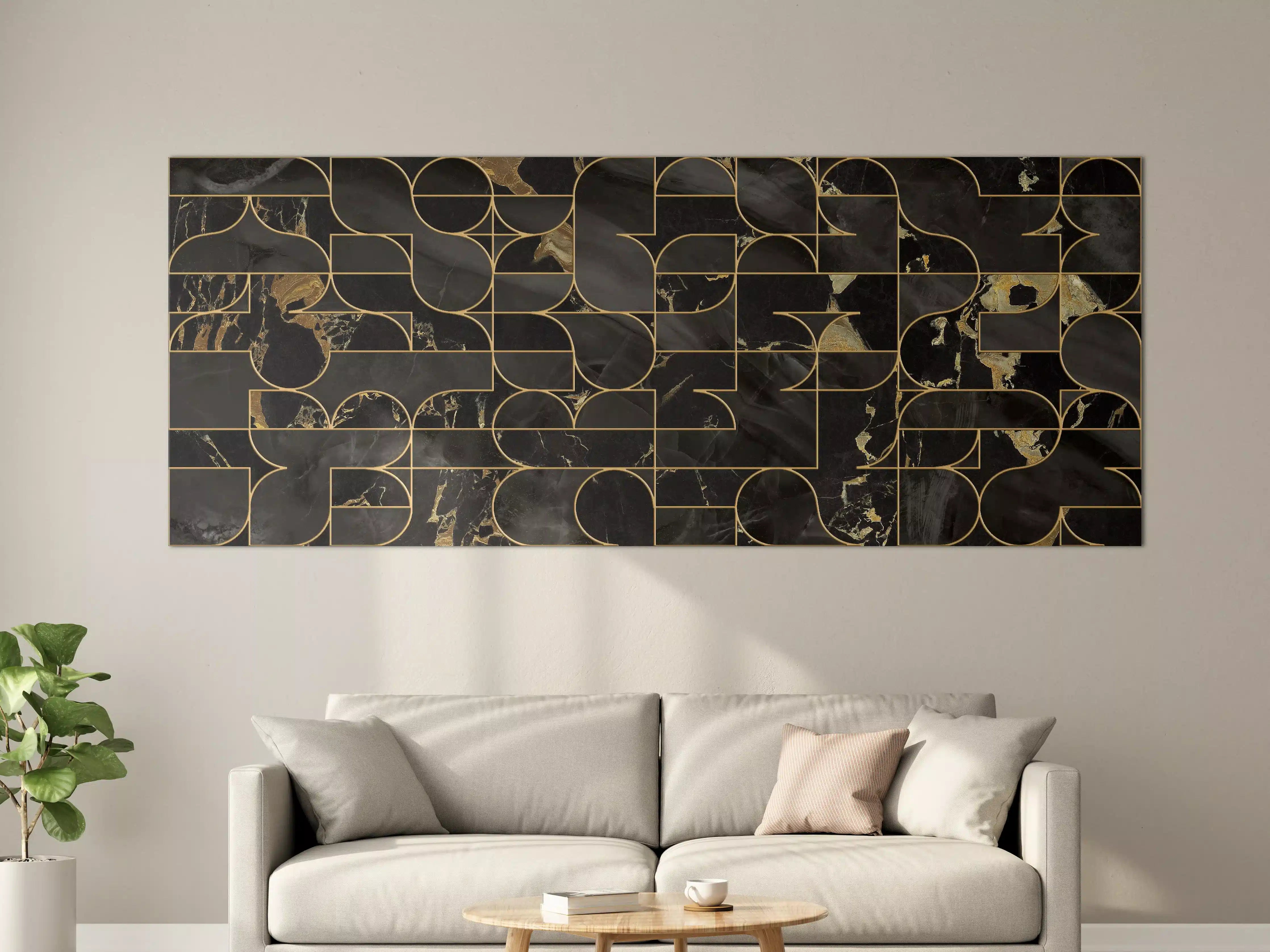 Große Wandbilder - Exklusives schwarzes Marmor-Design mit goldenen Akzenten