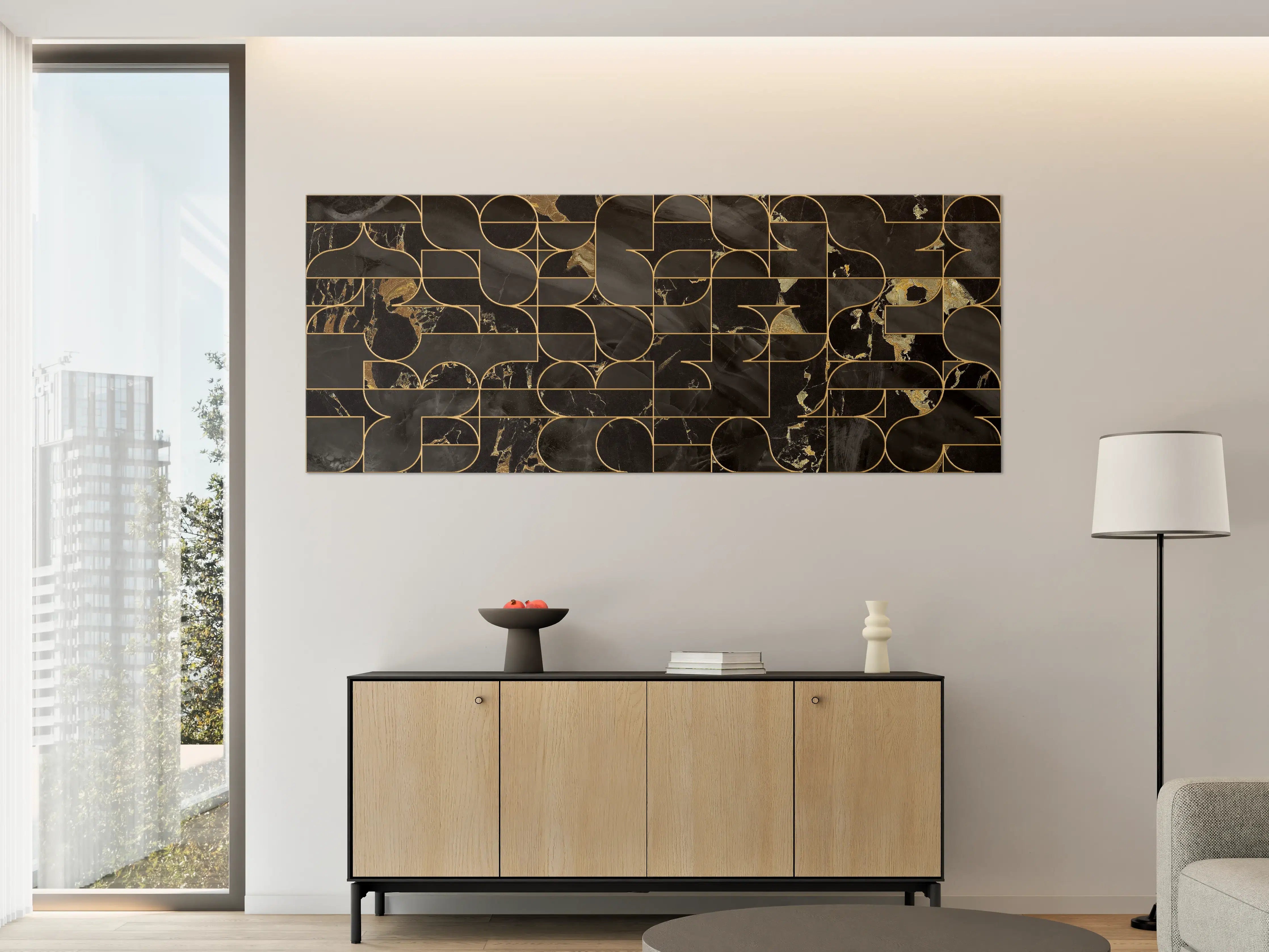 Große Wandbilder - Exklusives schwarzes Marmor-Design mit goldenen Akzenten