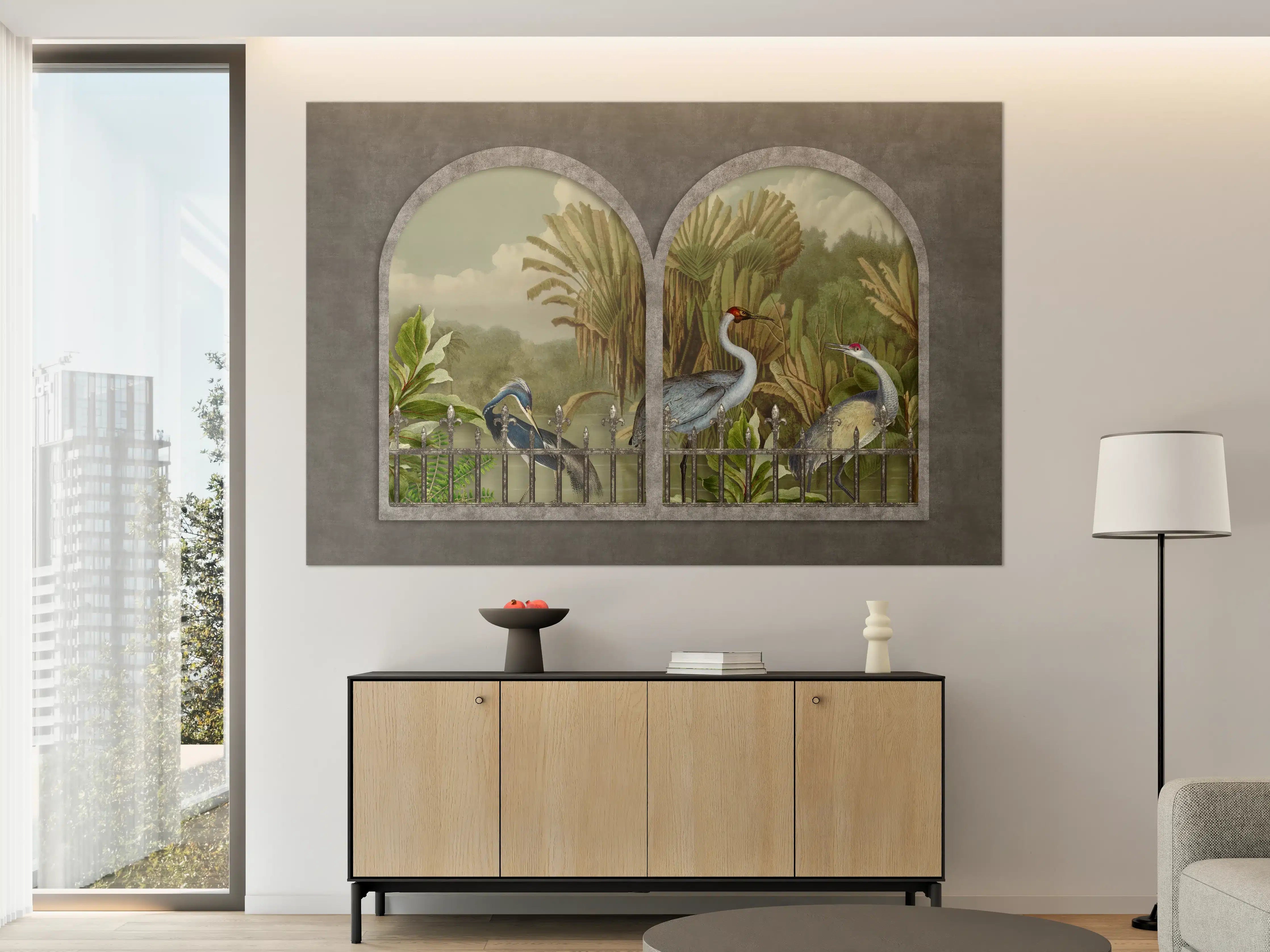 Große Wandbilder - Exotische Kraniche Naturpanorama