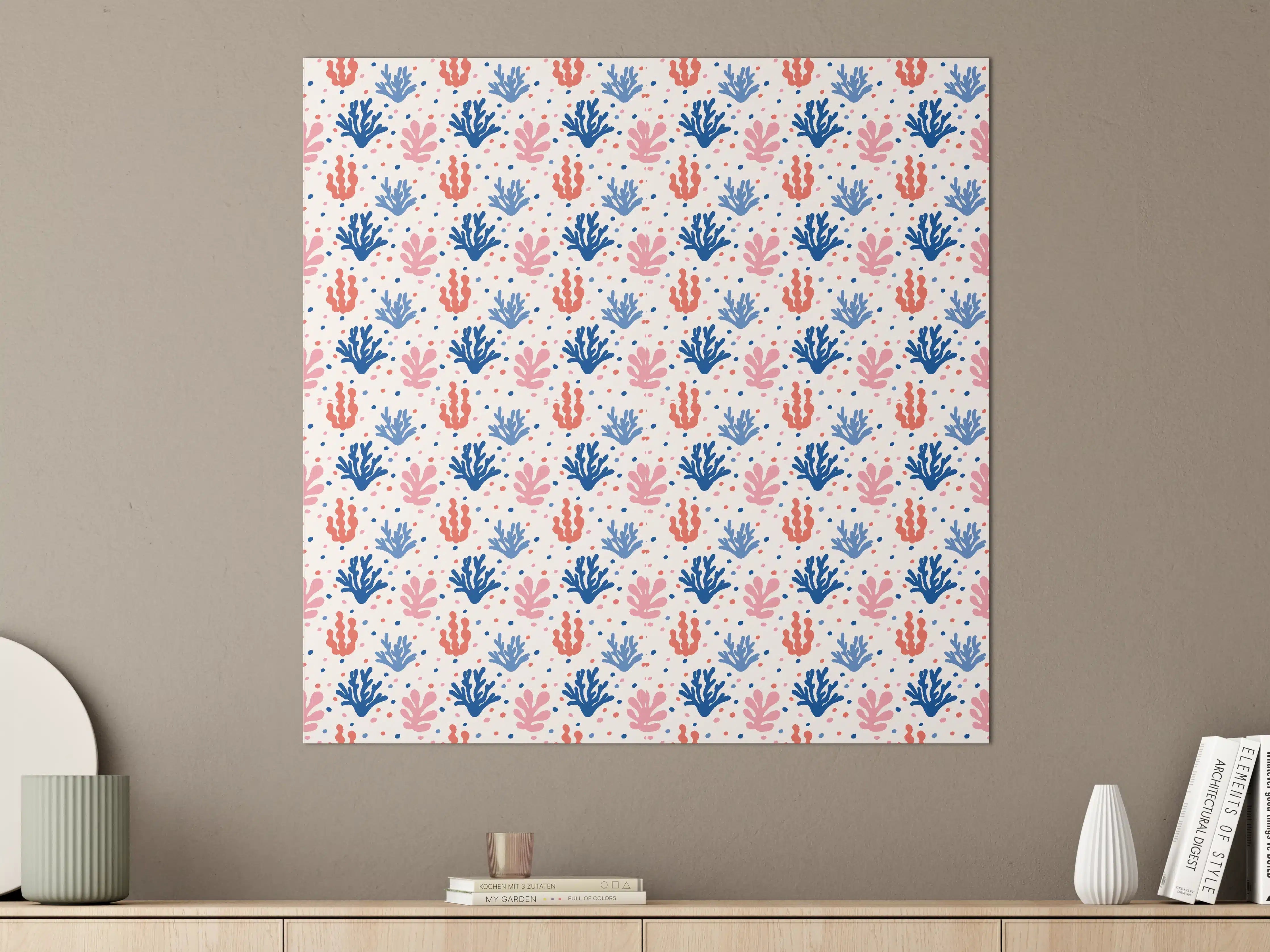 Große Wandbilder - Exotisches Korallen-Design in Blau und Rosa