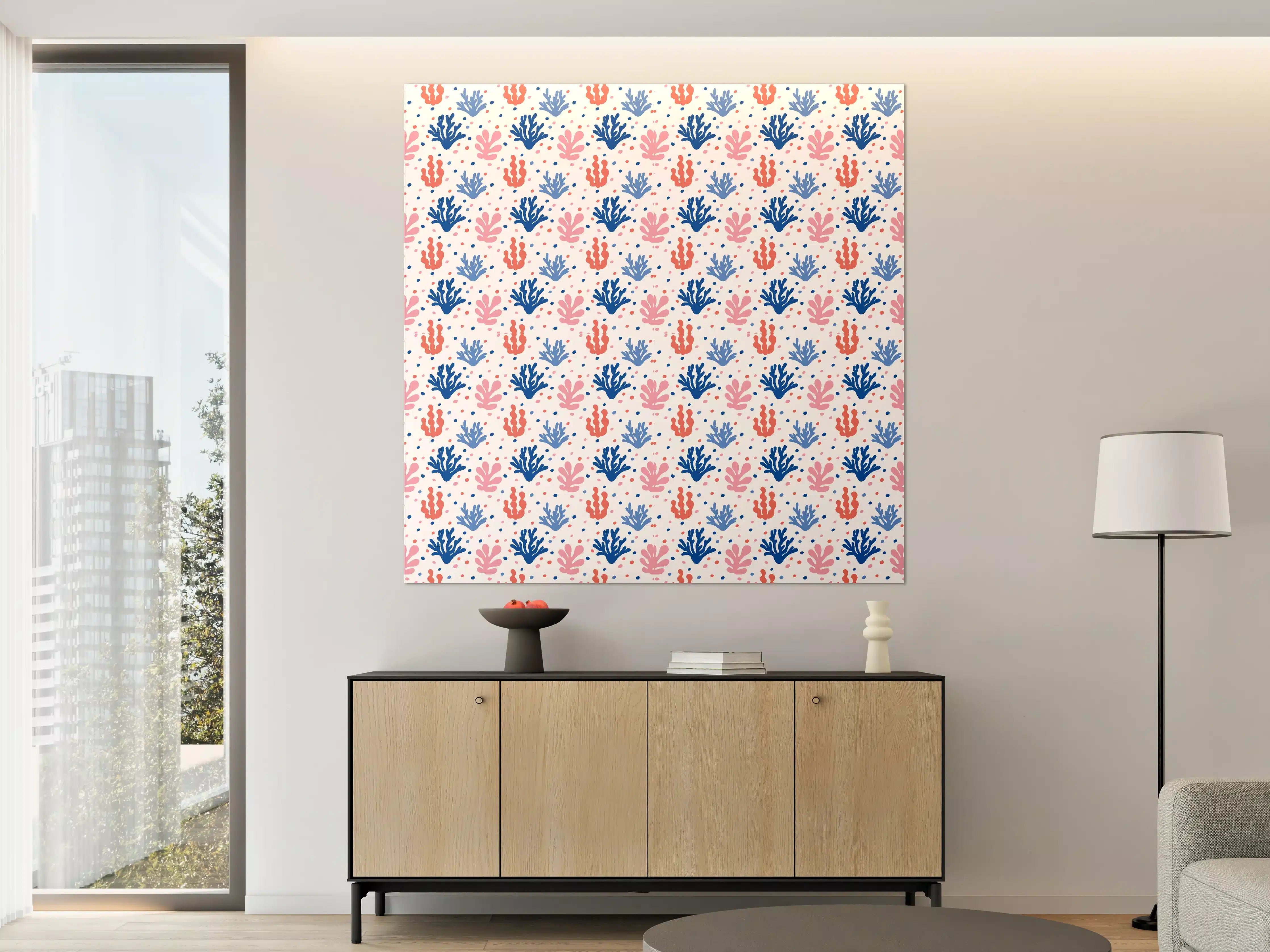 Große Wandbilder - Exotisches Korallen-Design in Blau und Rosa