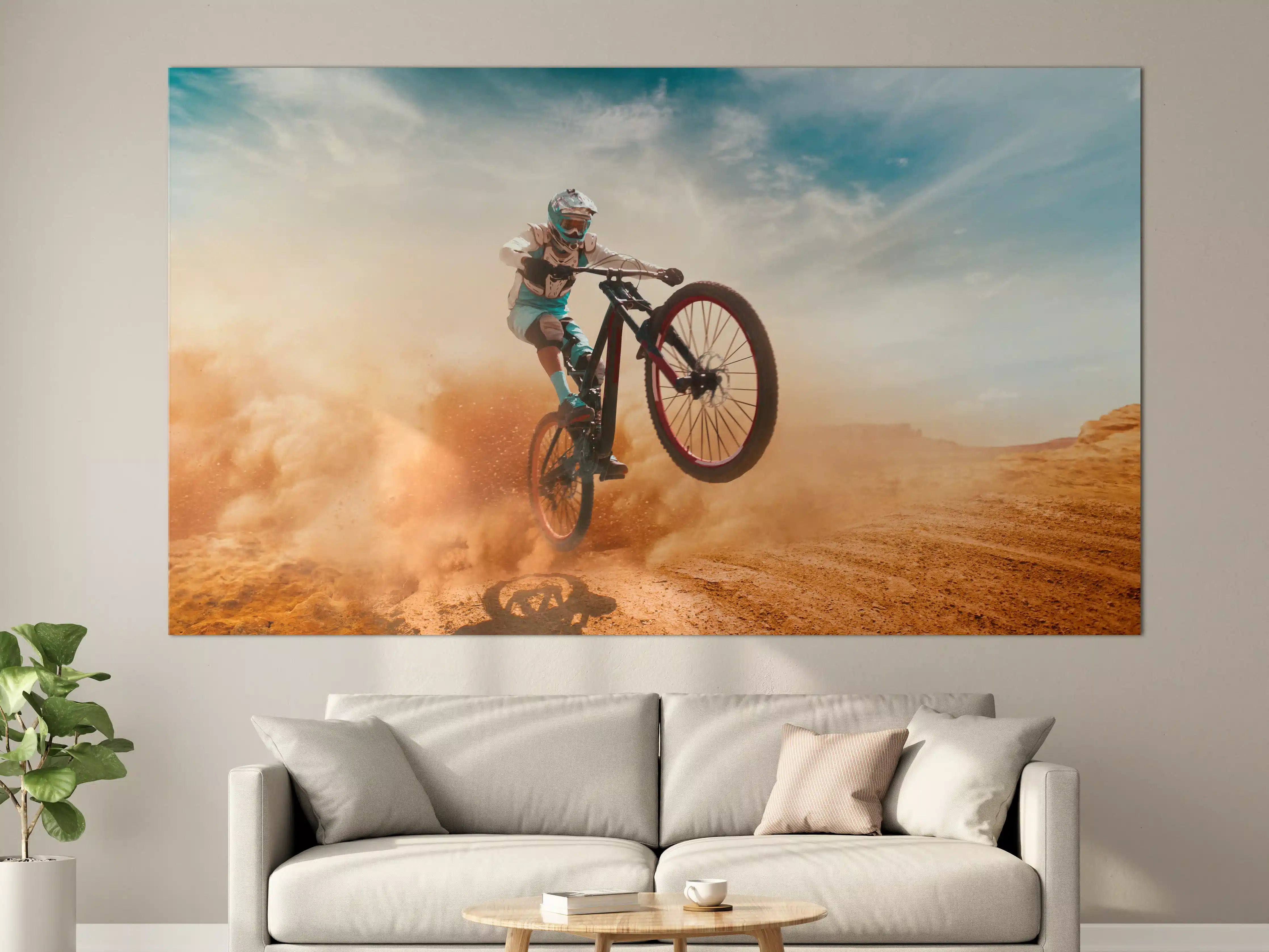 Große Wandbilder - Fahrrad Fahrer - Wüstenlandschaft