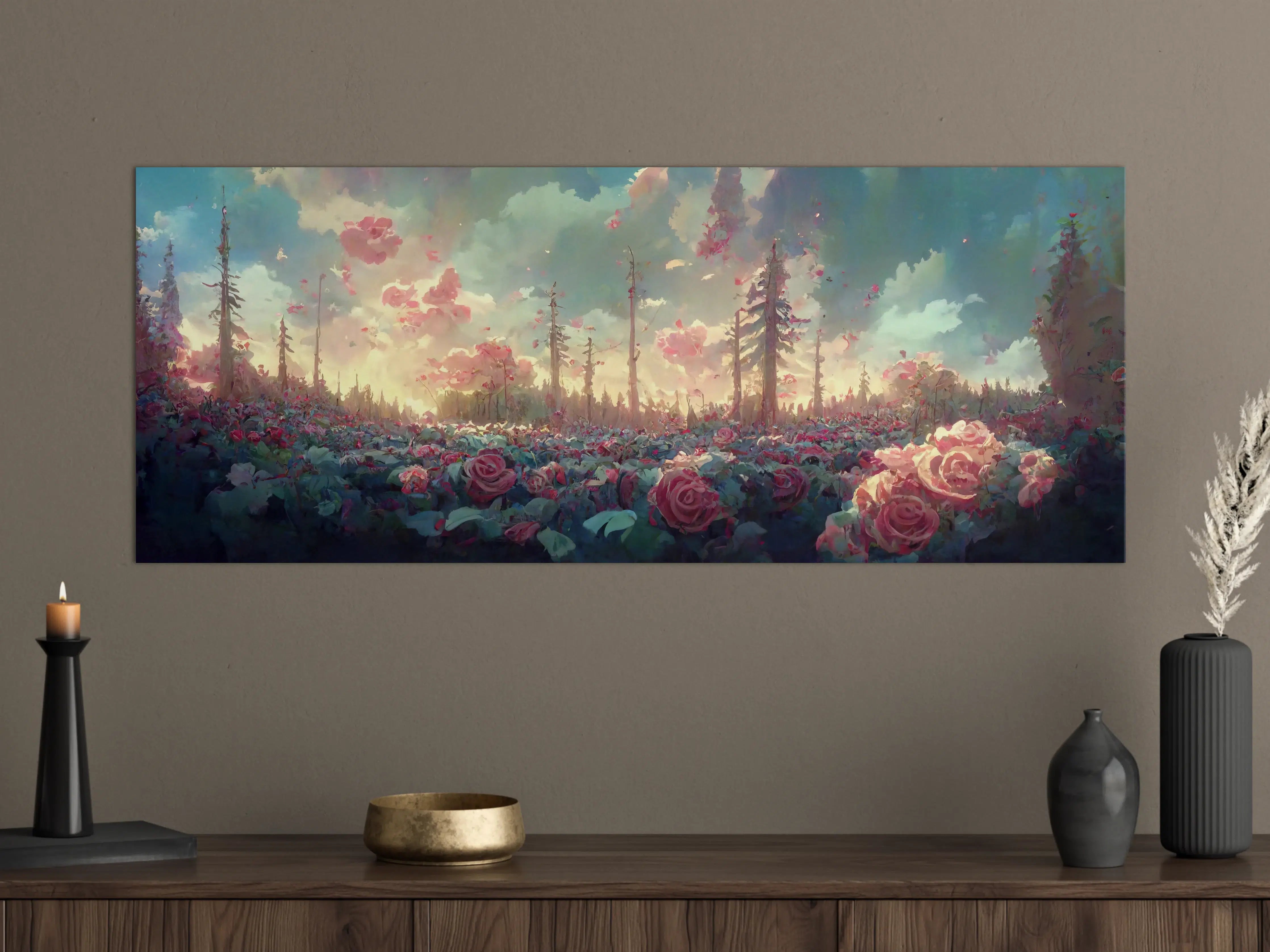 Große Wandbilder - Fantastische Dämmerungsrosenwelt