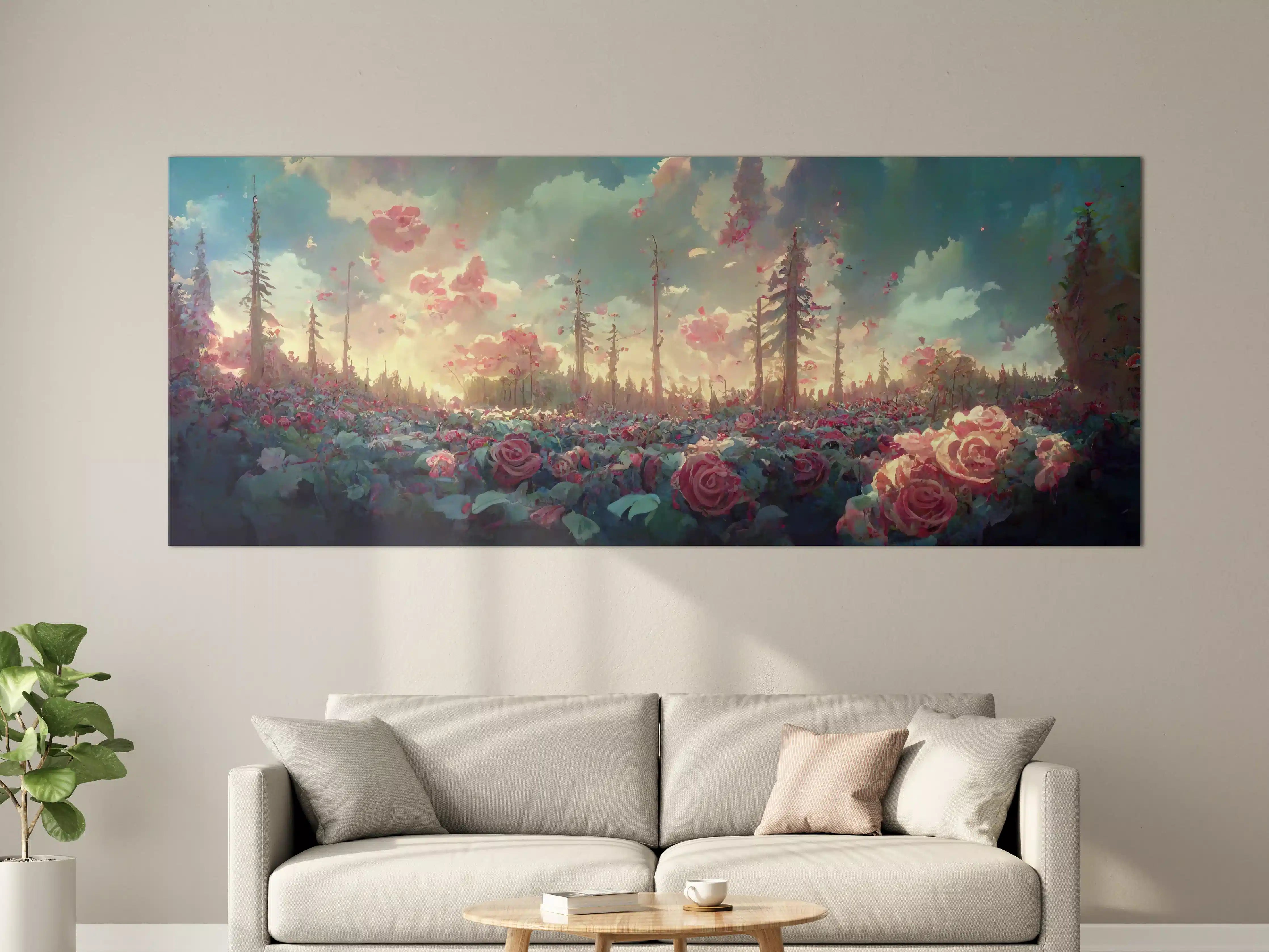 Große Wandbilder - Fantastische Dämmerungsrosenwelt