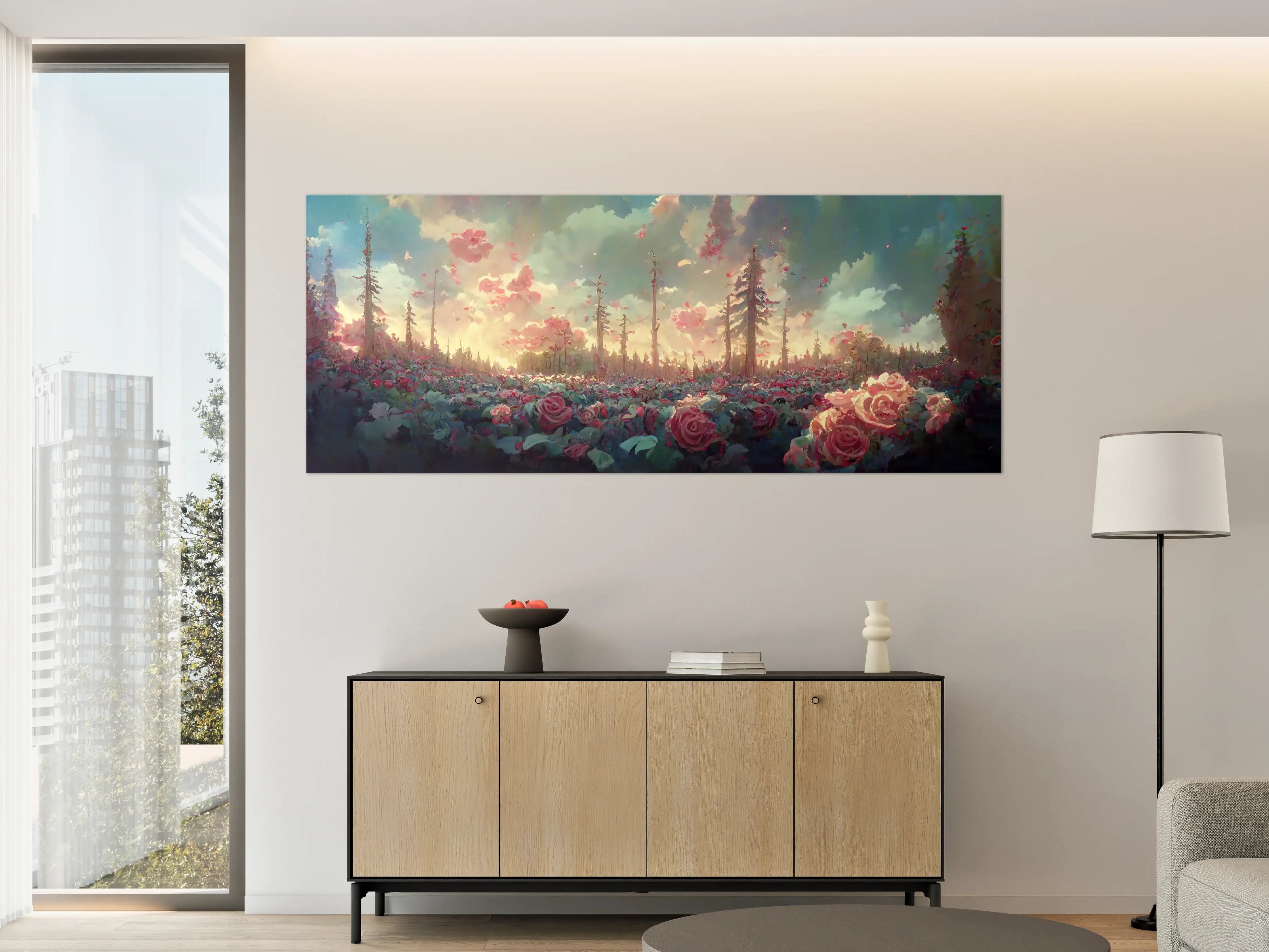 Große Wandbilder - Fantastische Dämmerungsrosenwelt