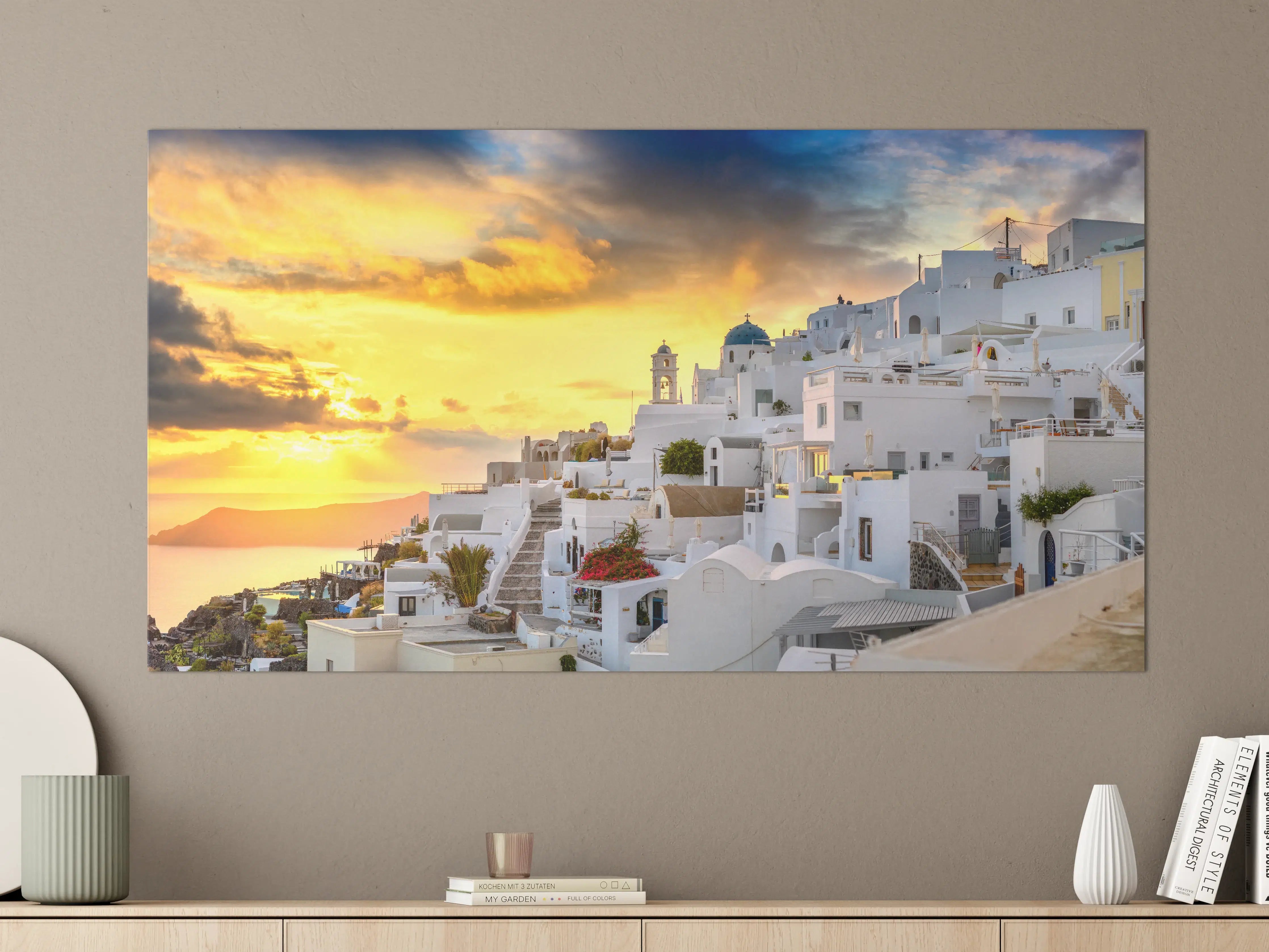 Große Wandbilder - Fantastischer Sonnenuntergang in Santorini - Griechenland