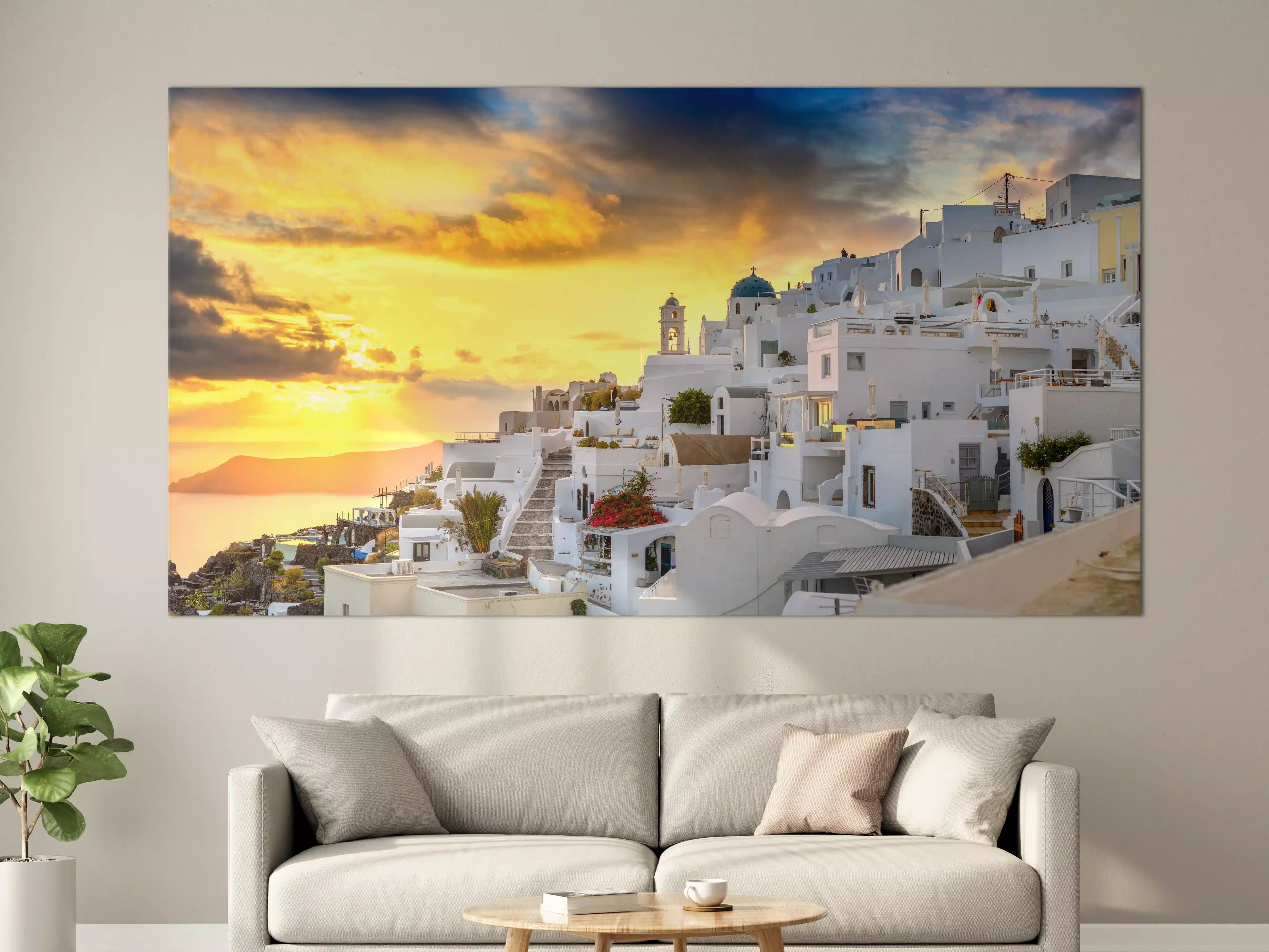 Große Wandbilder - Fantastischer Sonnenuntergang in Santorini - Griechenland