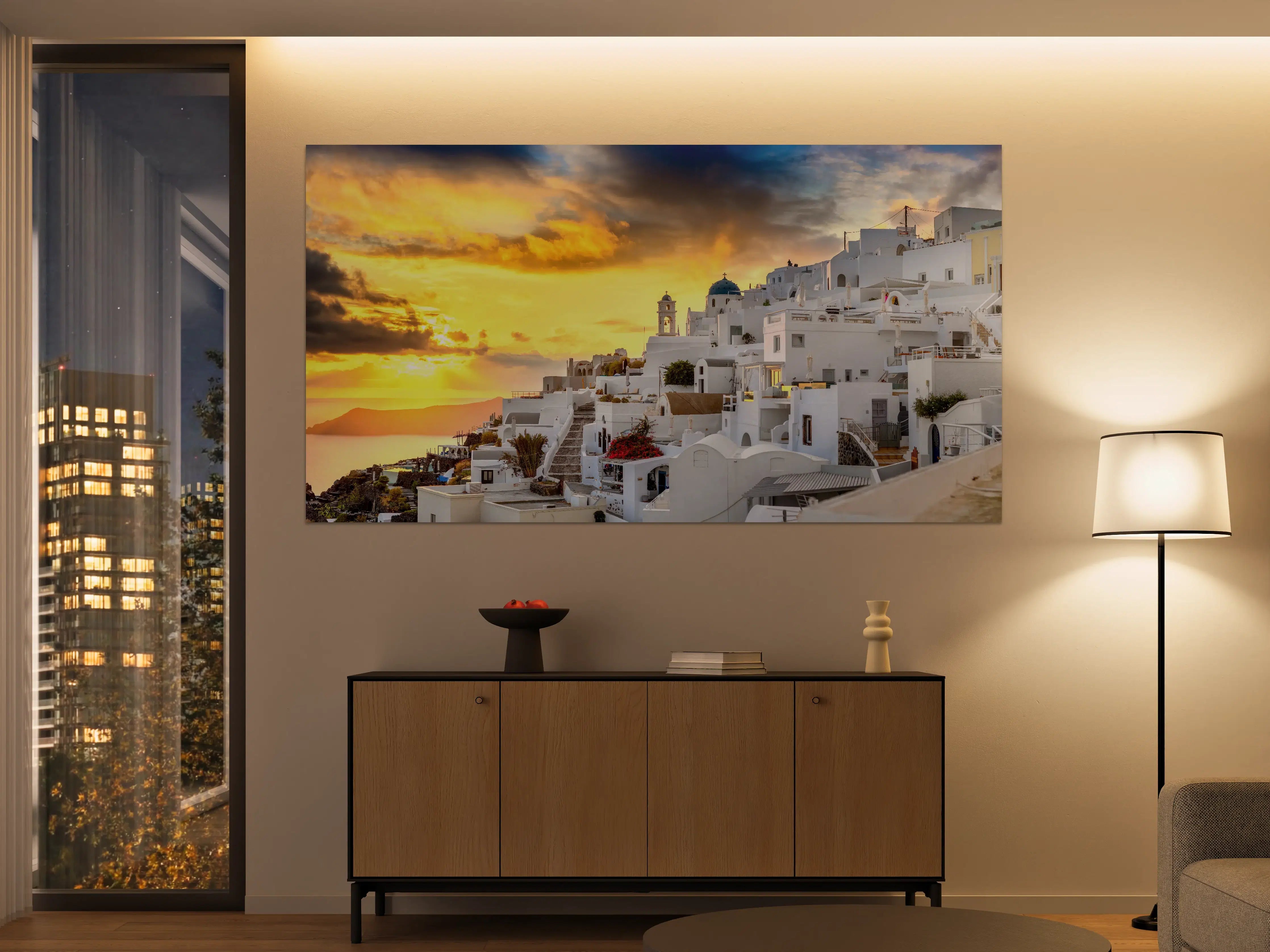 Große Wandbilder - Fantastischer Sonnenuntergang in Santorini - Griechenland