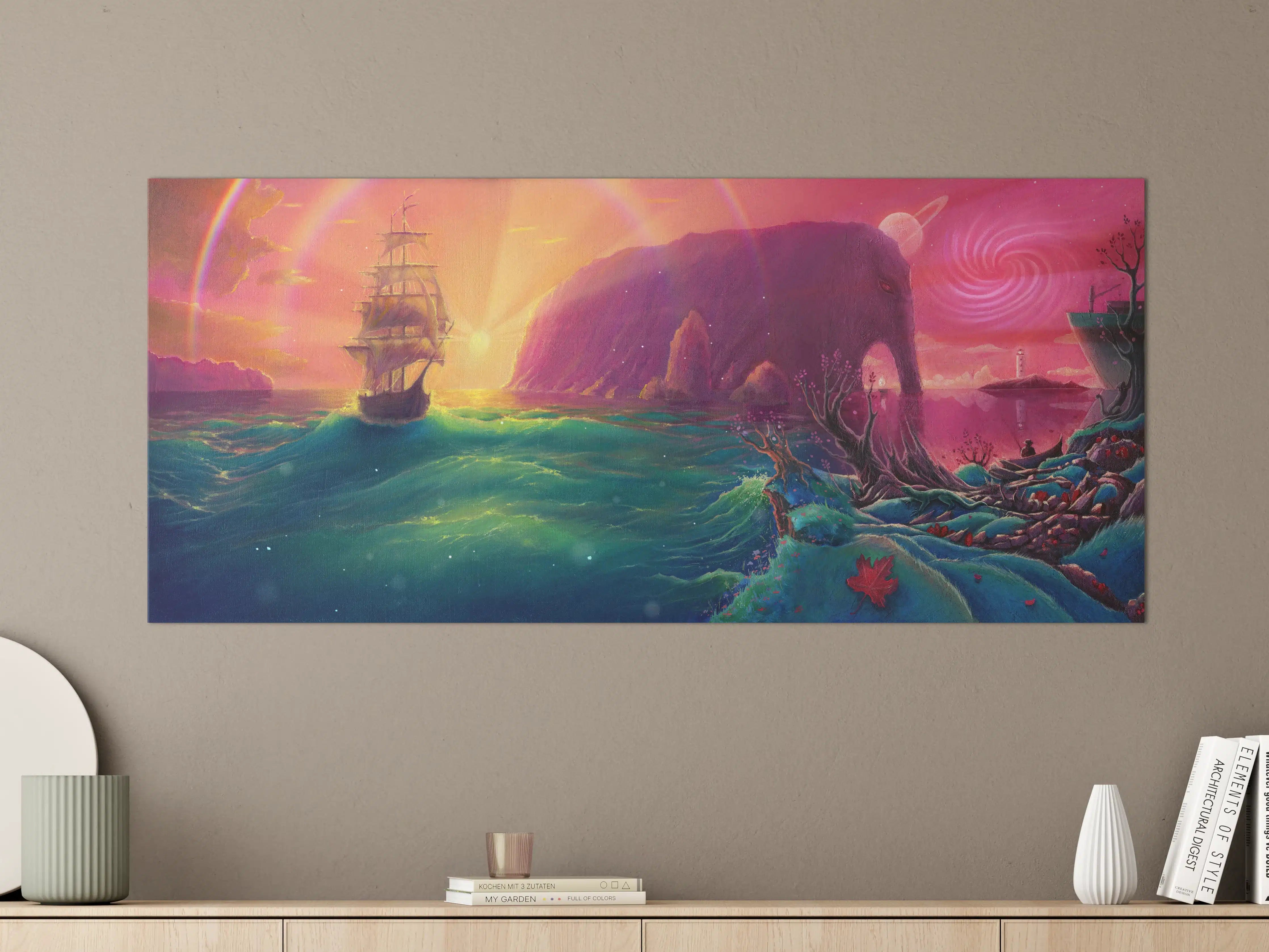 Große Wandbilder - Fantasy Ölgemälde-Sonnenuntergang Meer