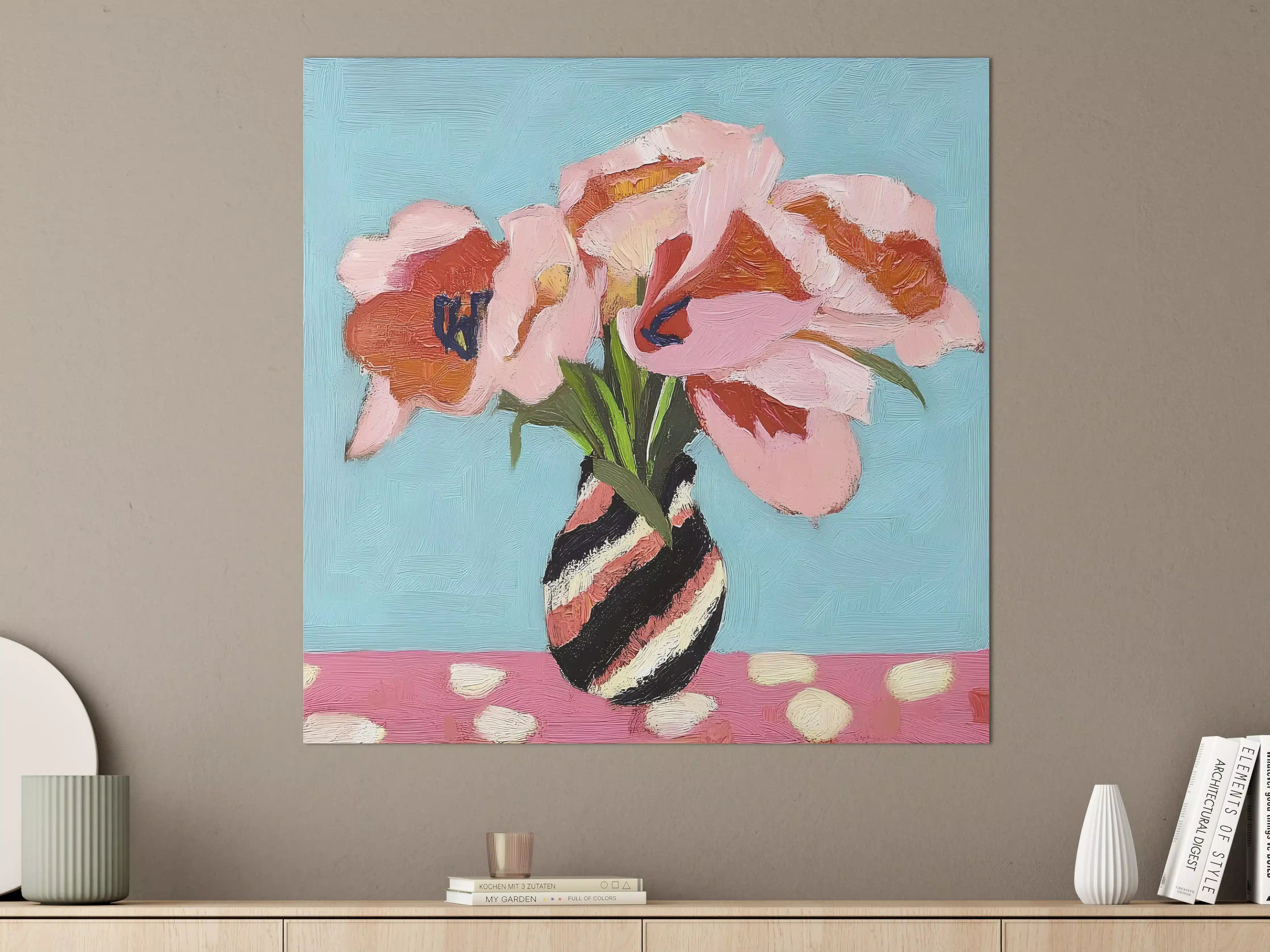 Große Wandbilder - Farbenfrohe Blumen in Vase